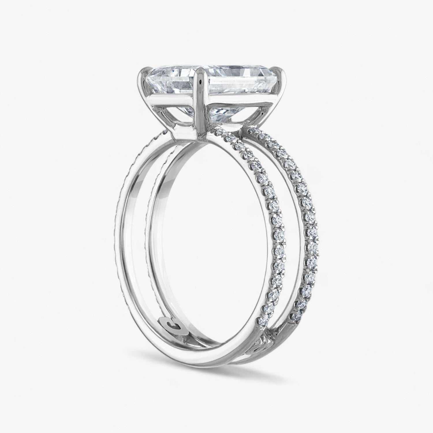 3.02ct Radiant Cut Double Pave Engagement Ring