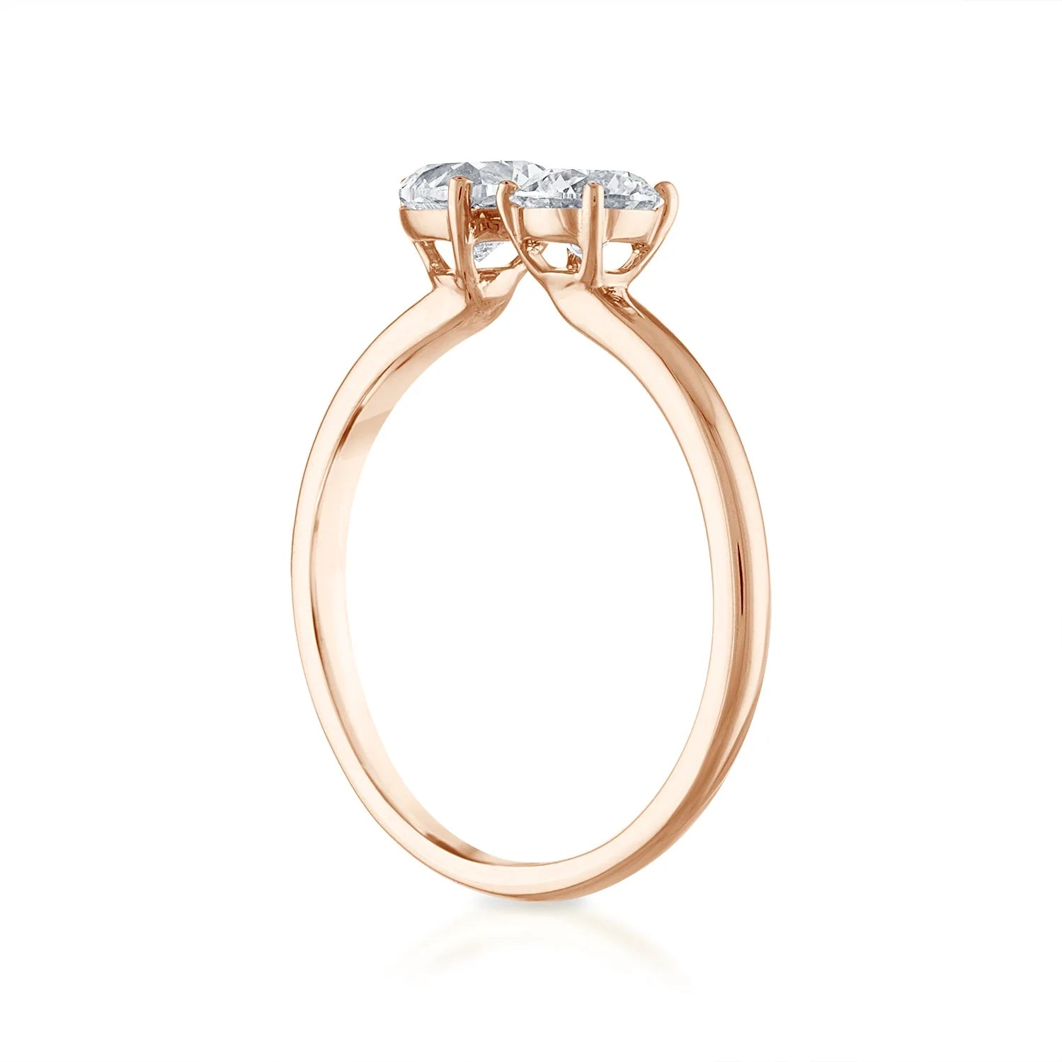 Mini Heart-Round Two Stone Ring