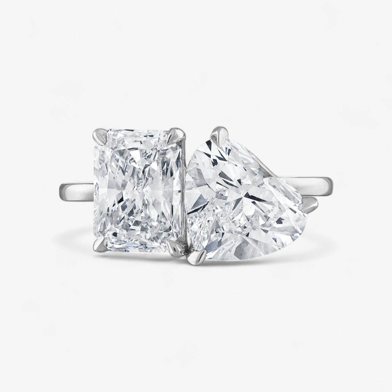 SOLD: 4.58cttw Heart Shaped and Radiant Cut Two-Stone Engagement Ring