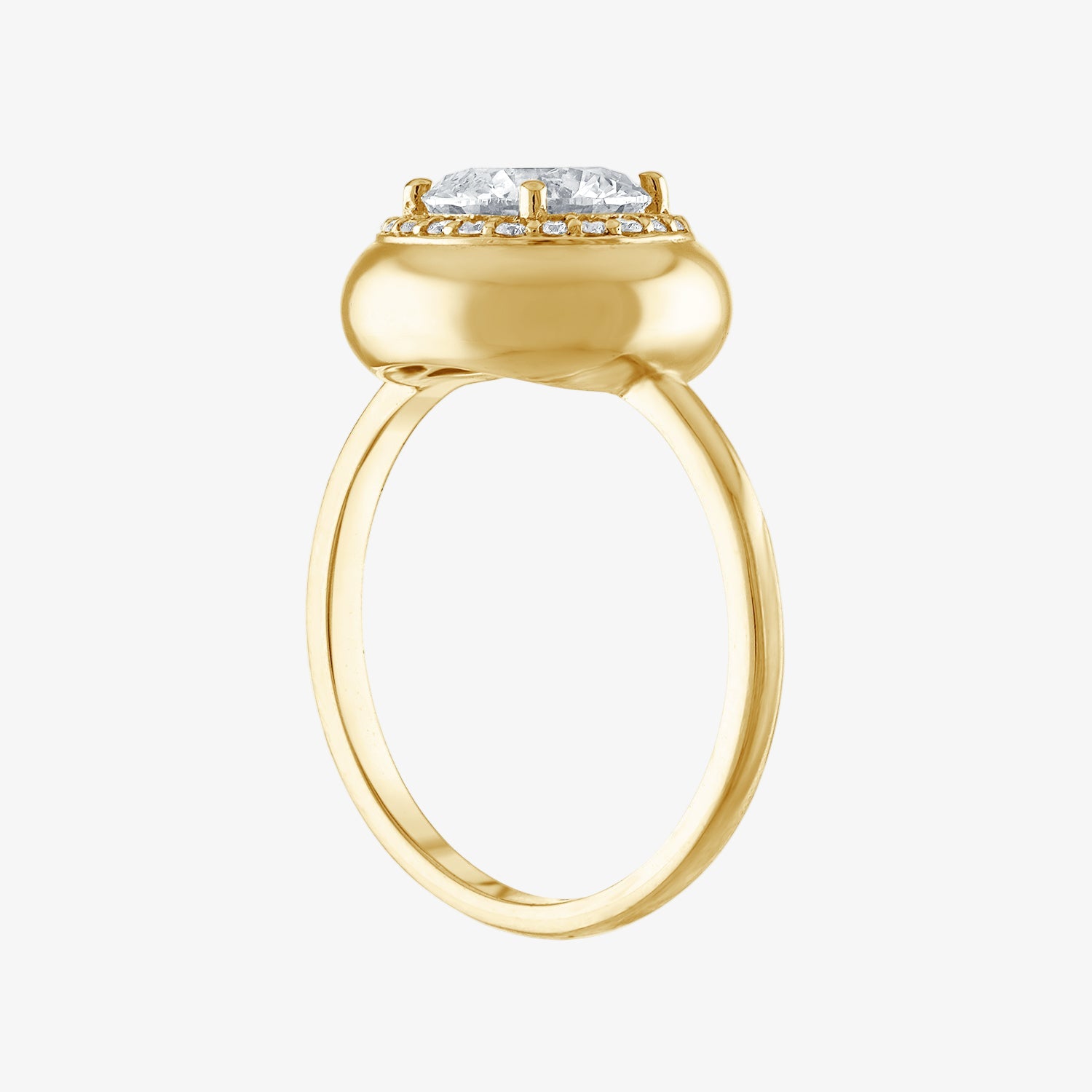 Round Diamond Button Engagement Ring