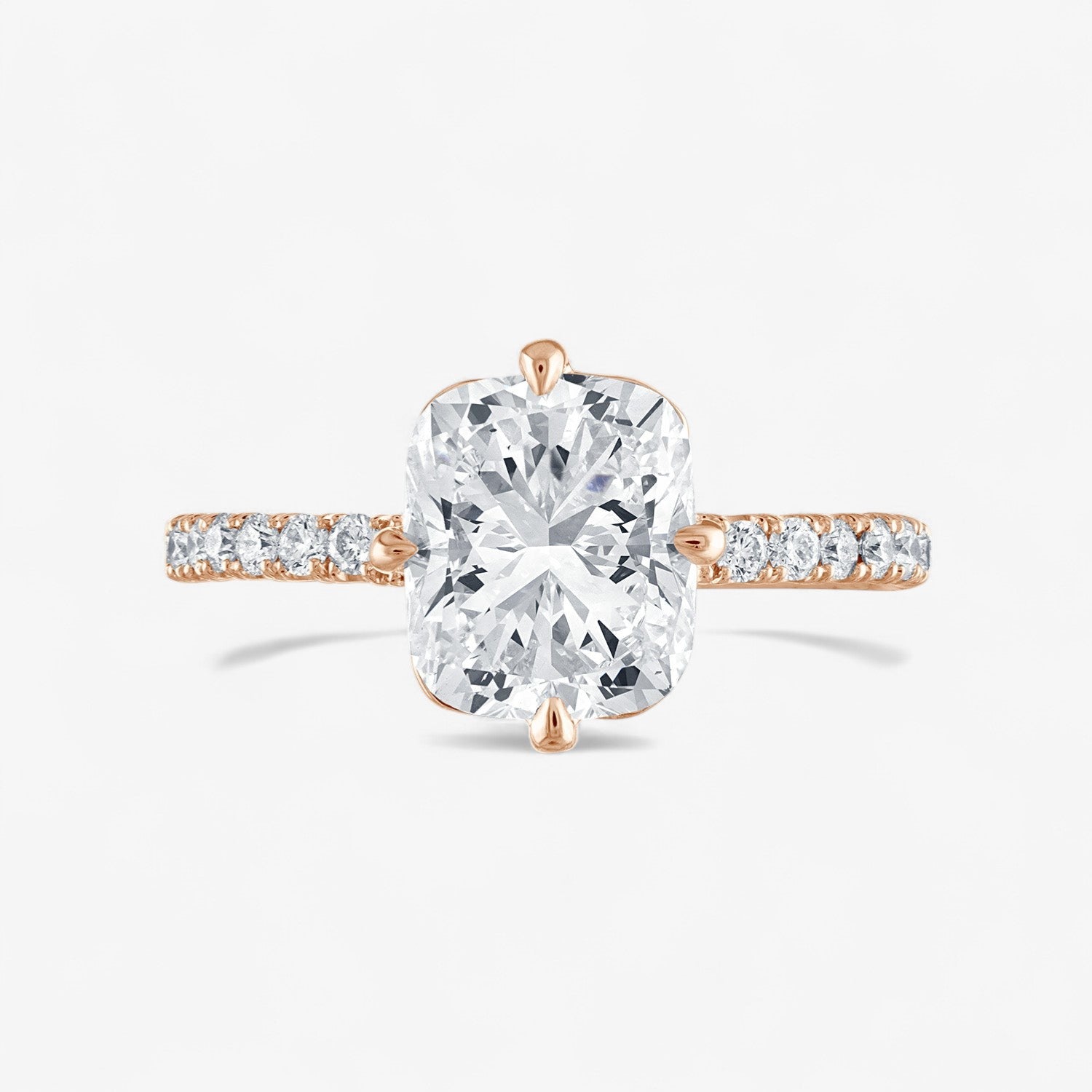 2.01ct Cushion Cut Pave Compass Setting Engagement Ring