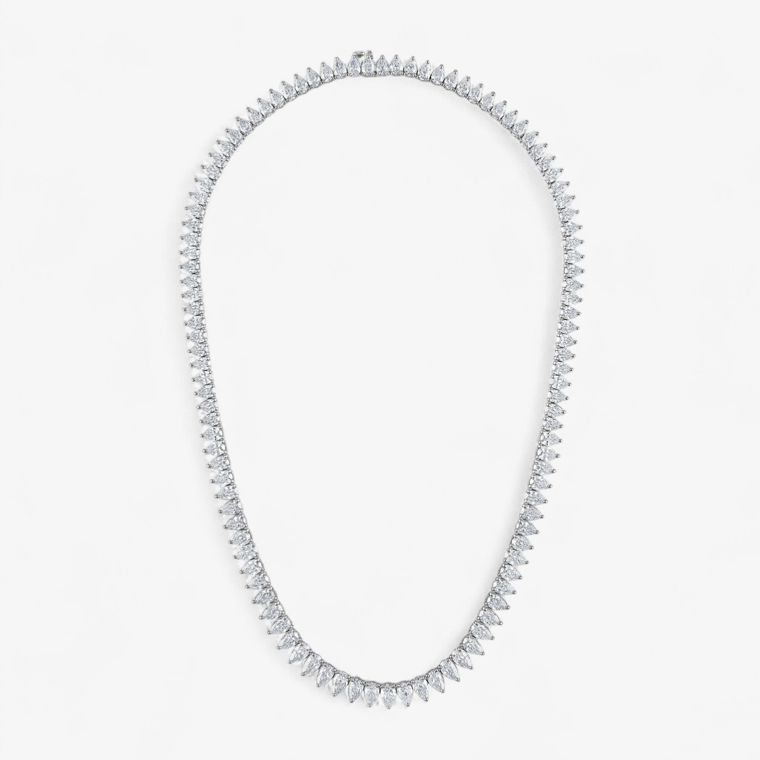 Signature Pear Shape Diamond Riviera Necklace 18K White Gold
