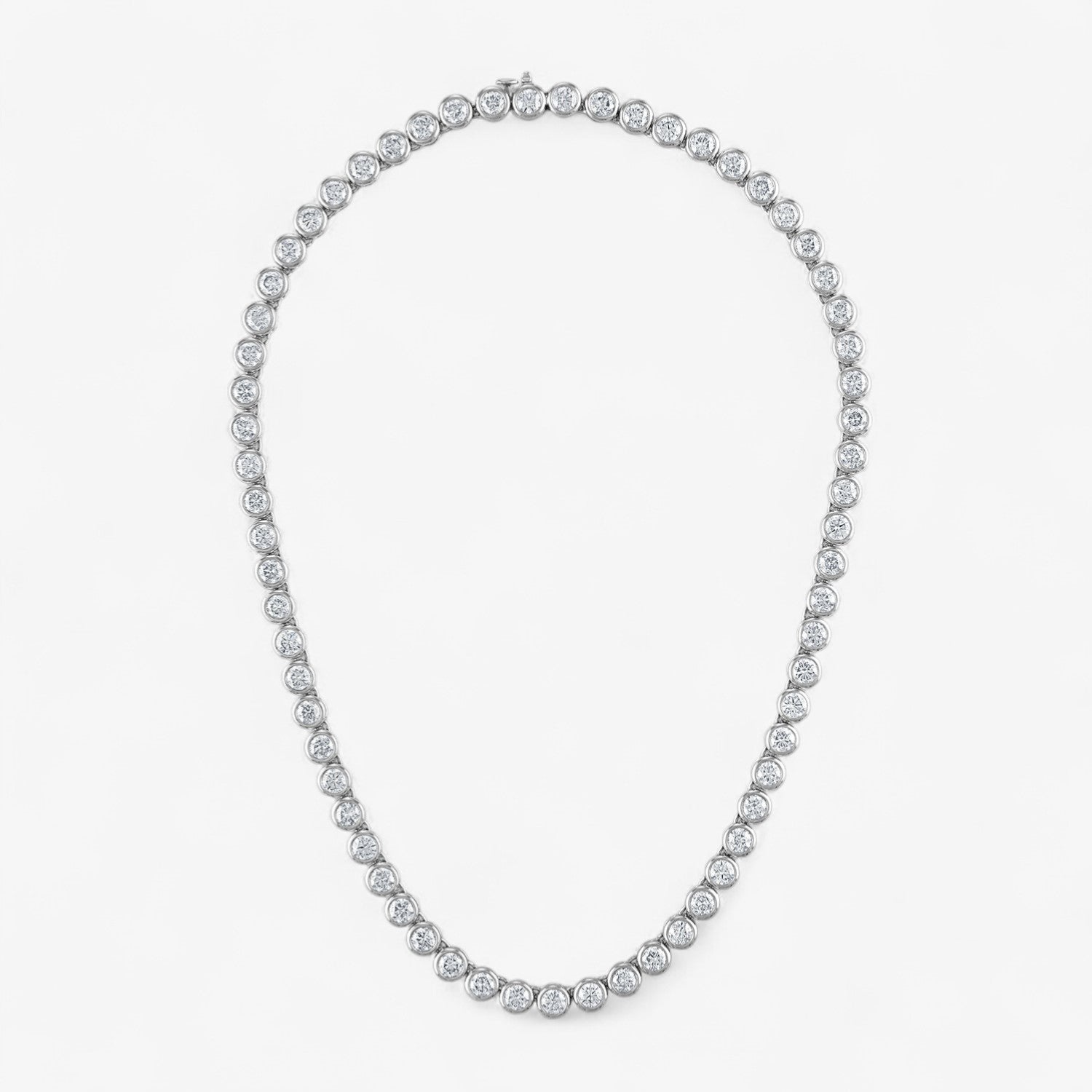Margot Bezel Set Round Diamond Necklace 18K White Gold