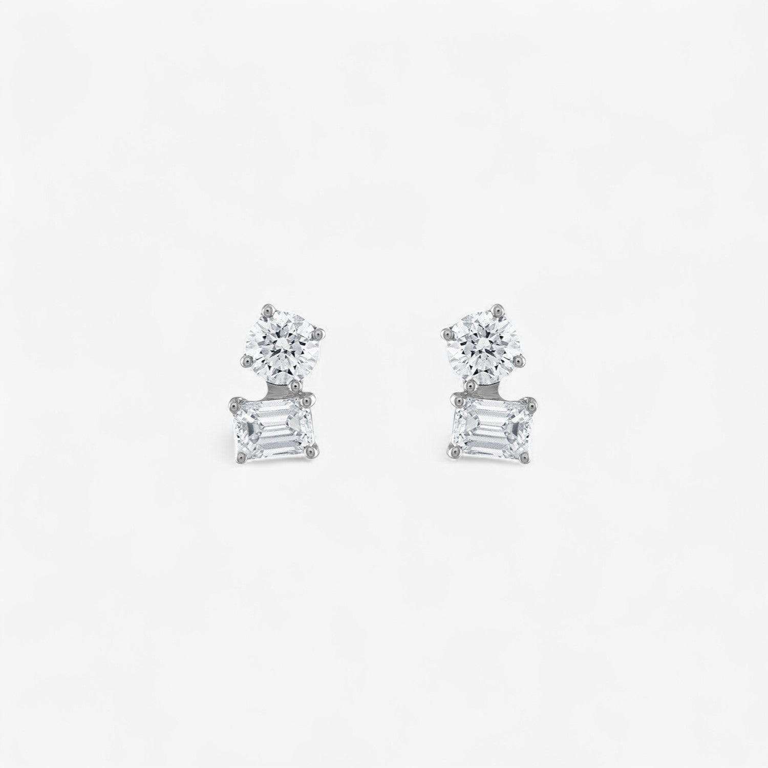Mini Round-Emerald Two Stone Earring