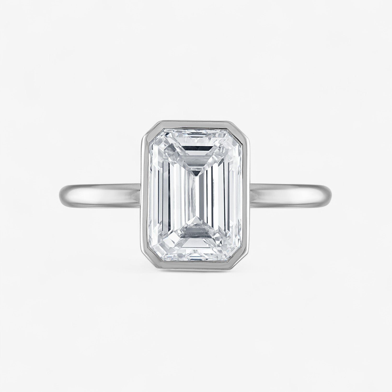 2.70ct Emerald Cut with Solitaire Bezel Setting Engagement Ring