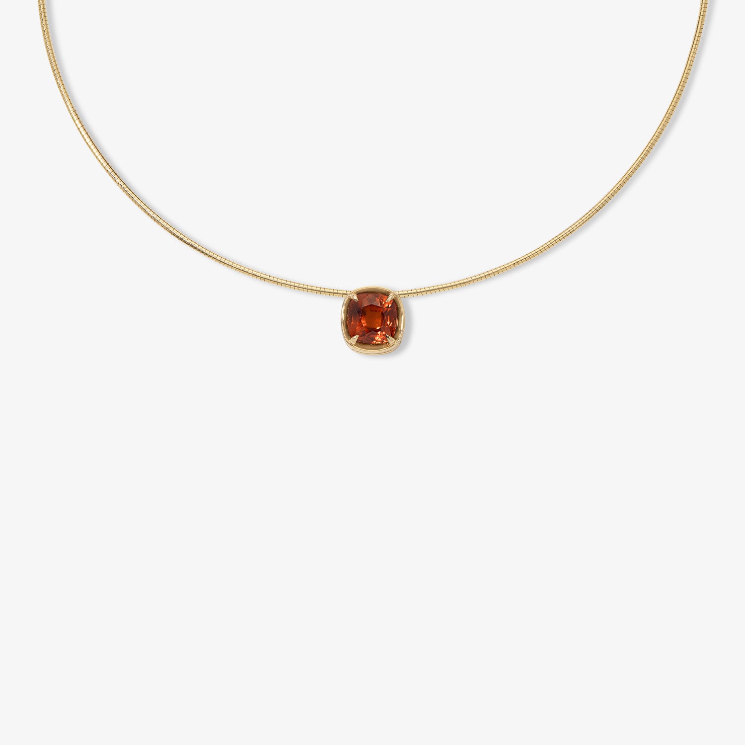 Margot Hessonite Orange Garnet Cushion Cut Necklace