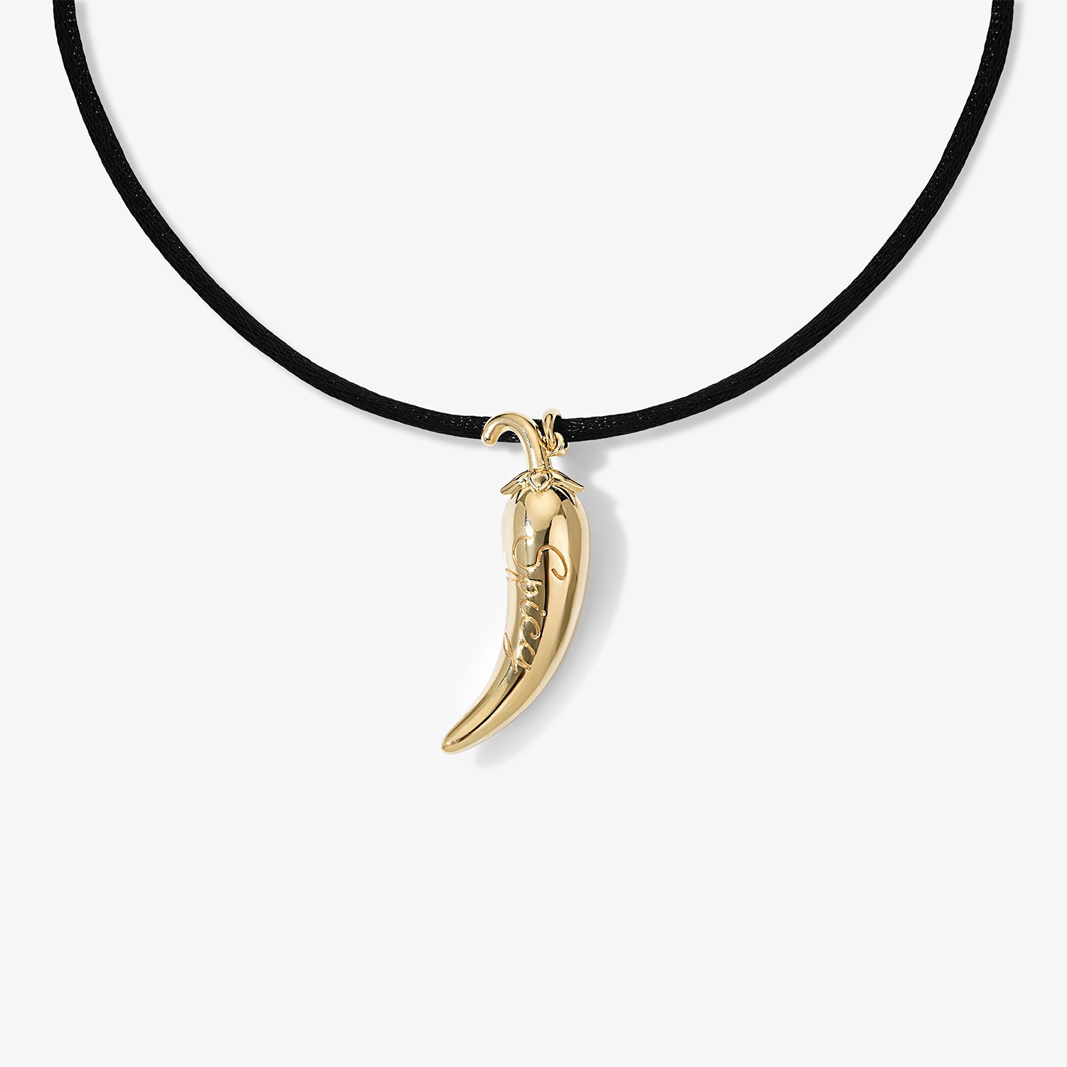 Spicy Margarita Large Gold Pepper Pendant on Cord