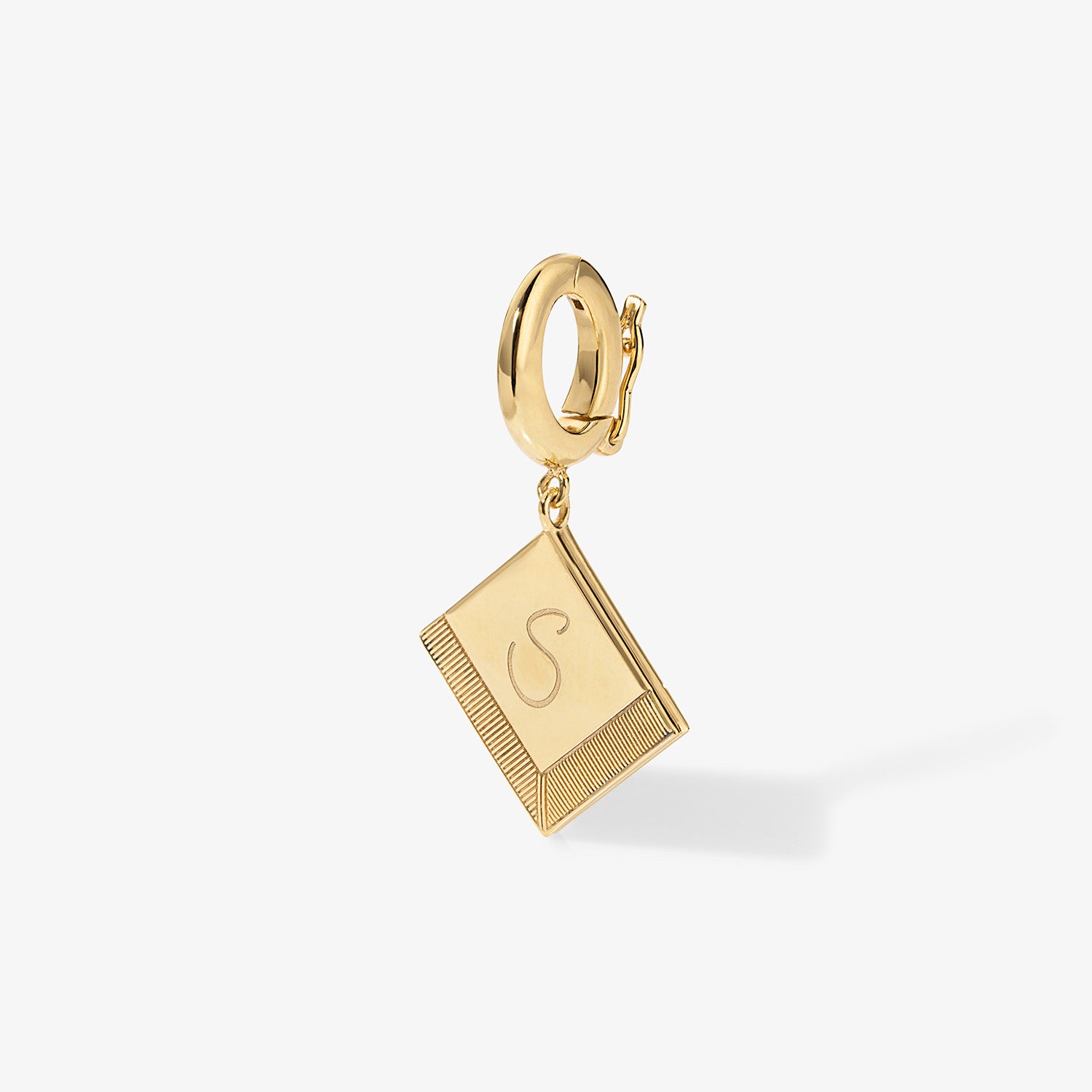 Cocktail Napkin Initial Charm 14K Yellow Gold