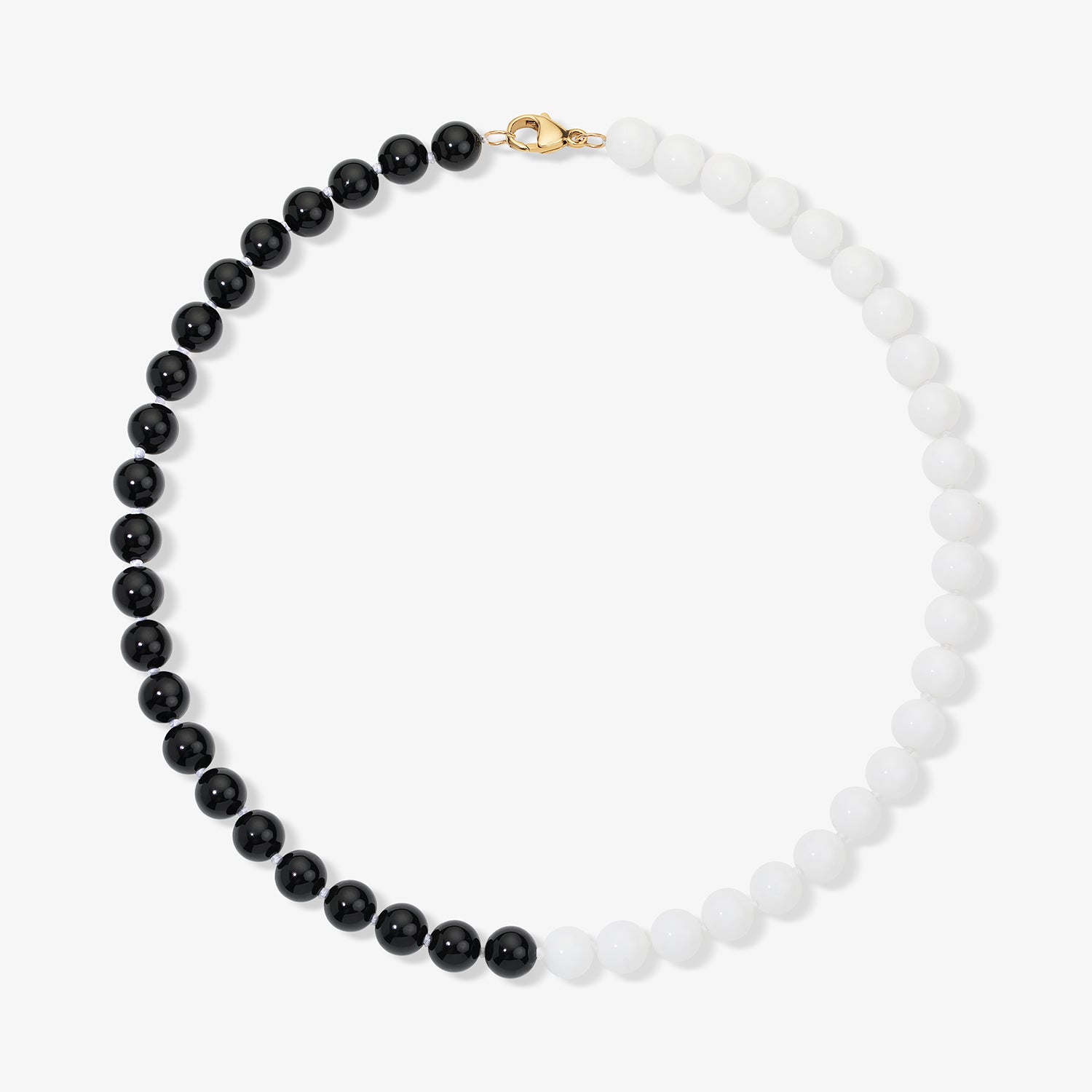 Kendall Two Tone White Agate and Black Agate Beaded Necklace