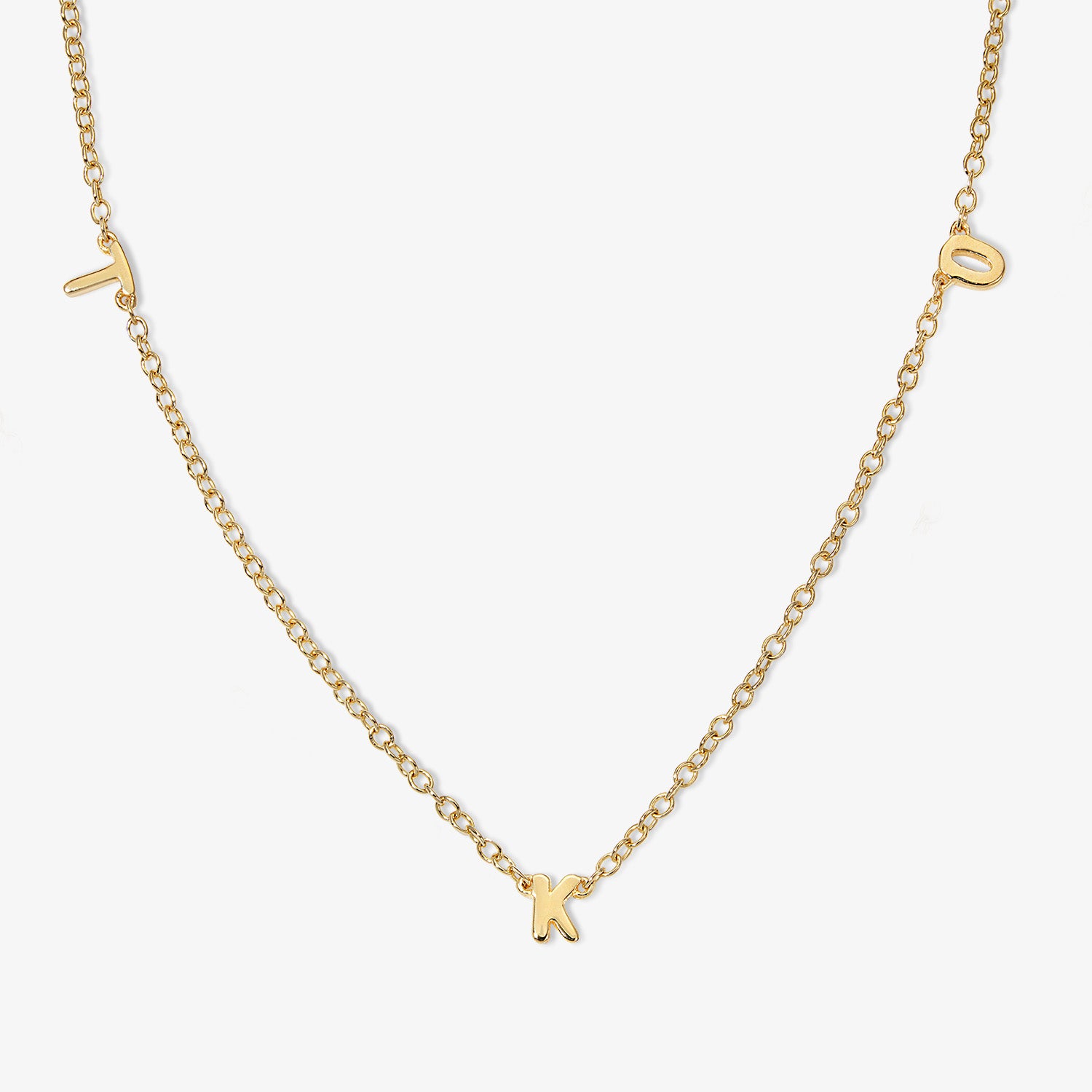 Petite Multi Bubble Initial Necklace 14K Yellow Gold