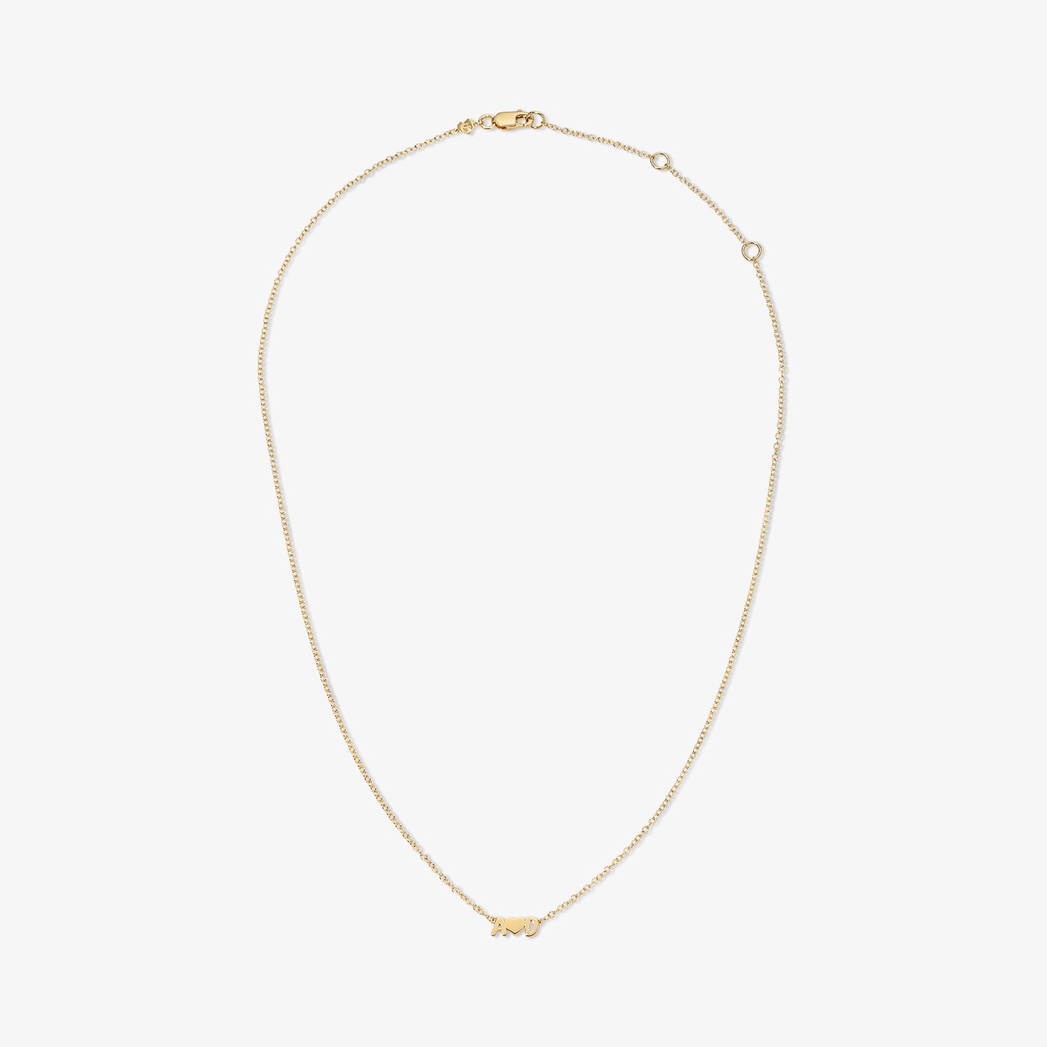 Petite Bubble Letters and Heart Necklace