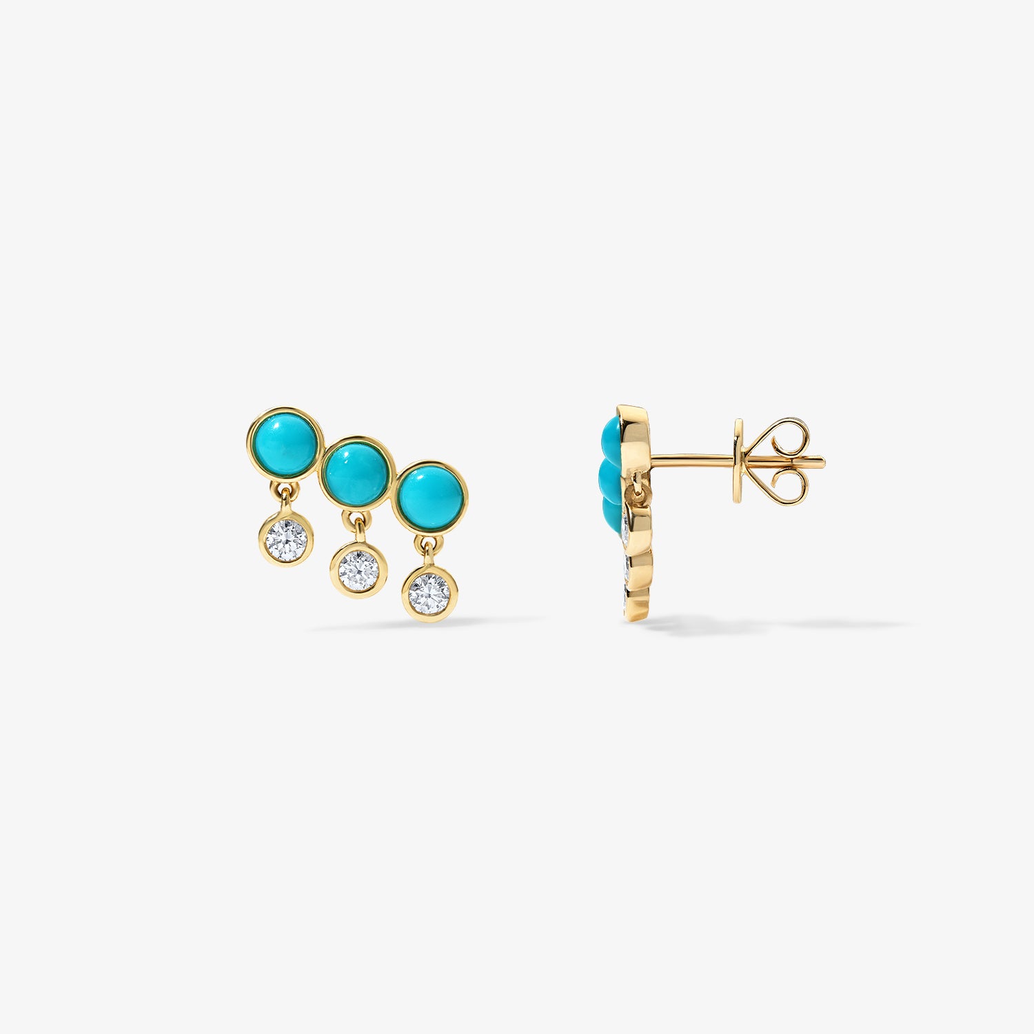 Dakota Turquoise Shaker Earrings 14K Yellow Gold