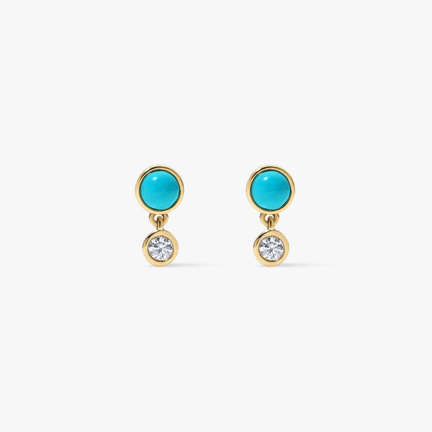 Dakota Turquoise Stud with Diamond Dangle 14K Yellow Gold