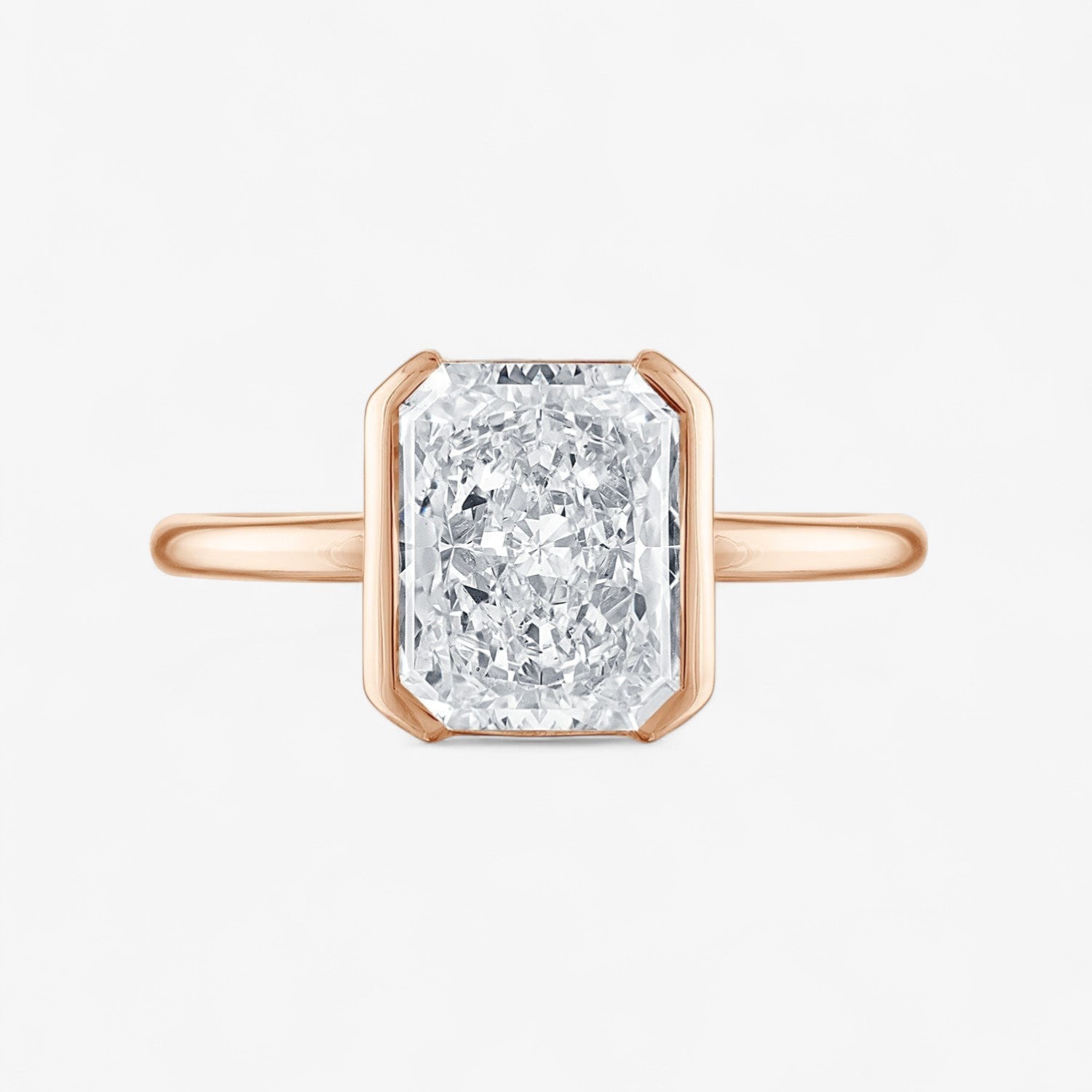 Radiant Cut Half Bezel Engagement Ring