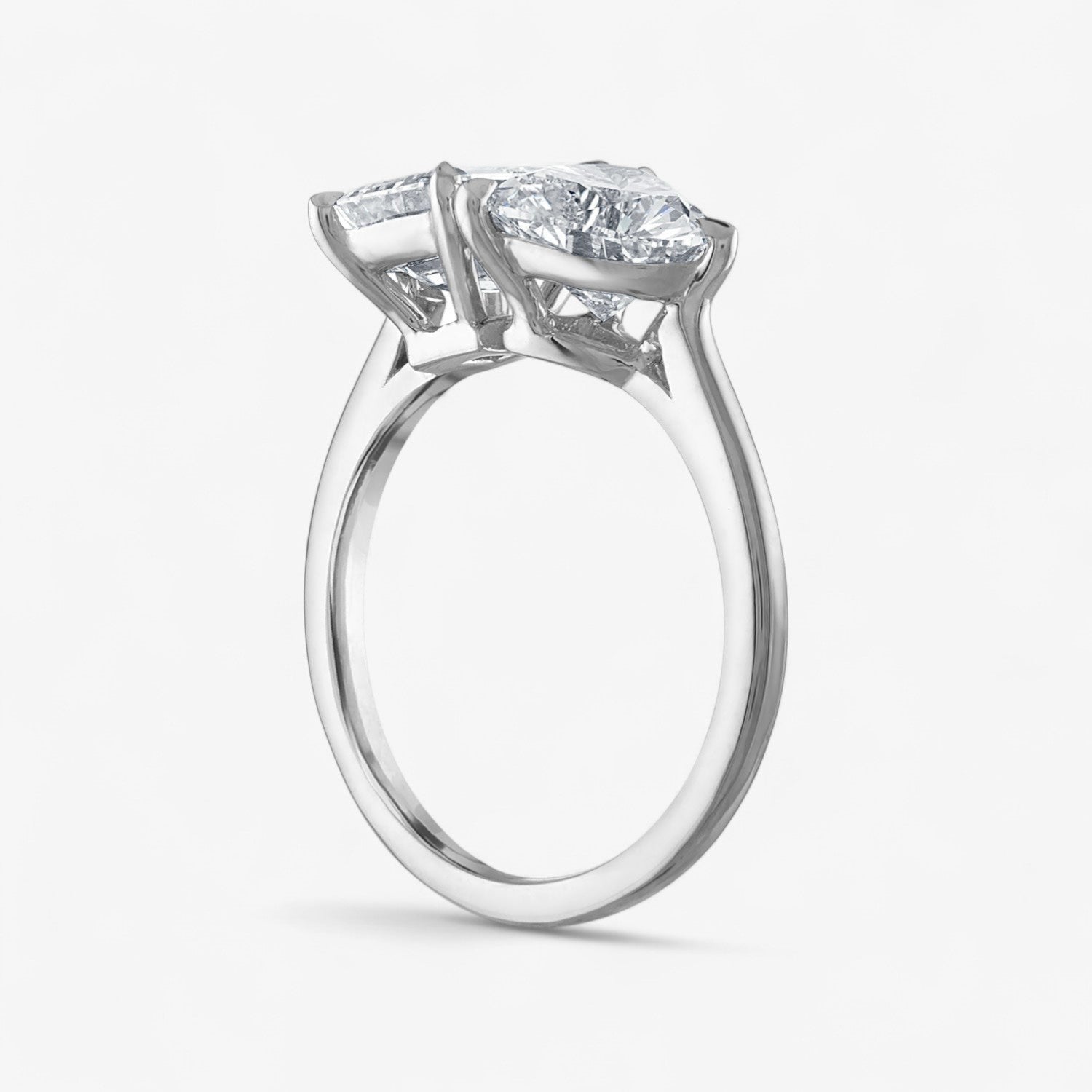 Emerald Cut and Heart Shaped Two-Stone Engagement Ring