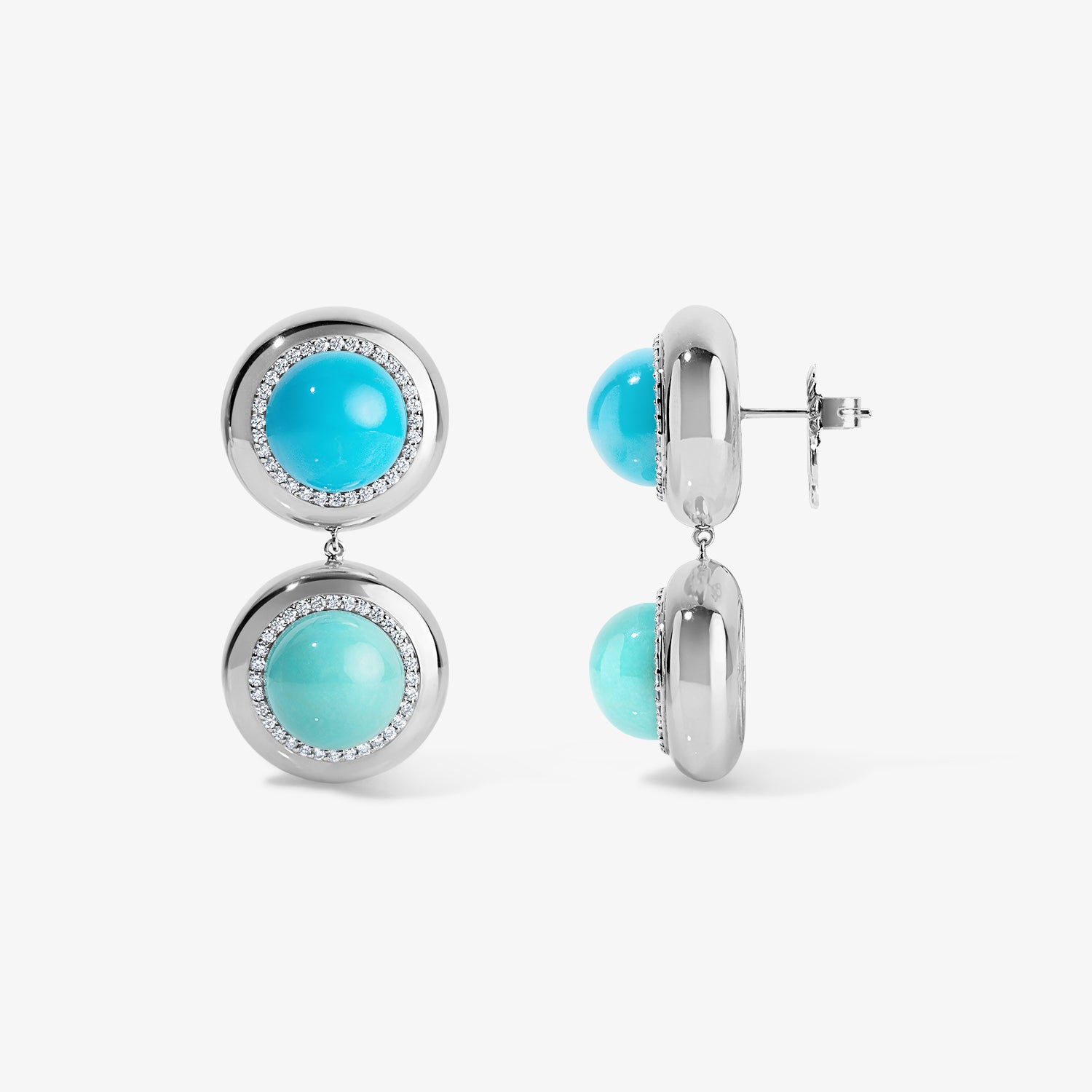 Sterling Silver Large Cabochon Candy Button Earrings