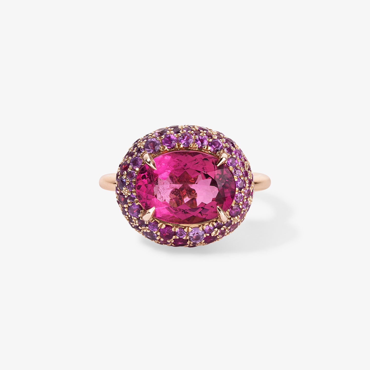 Candy Button Pink Tourmaline Bombe Ring