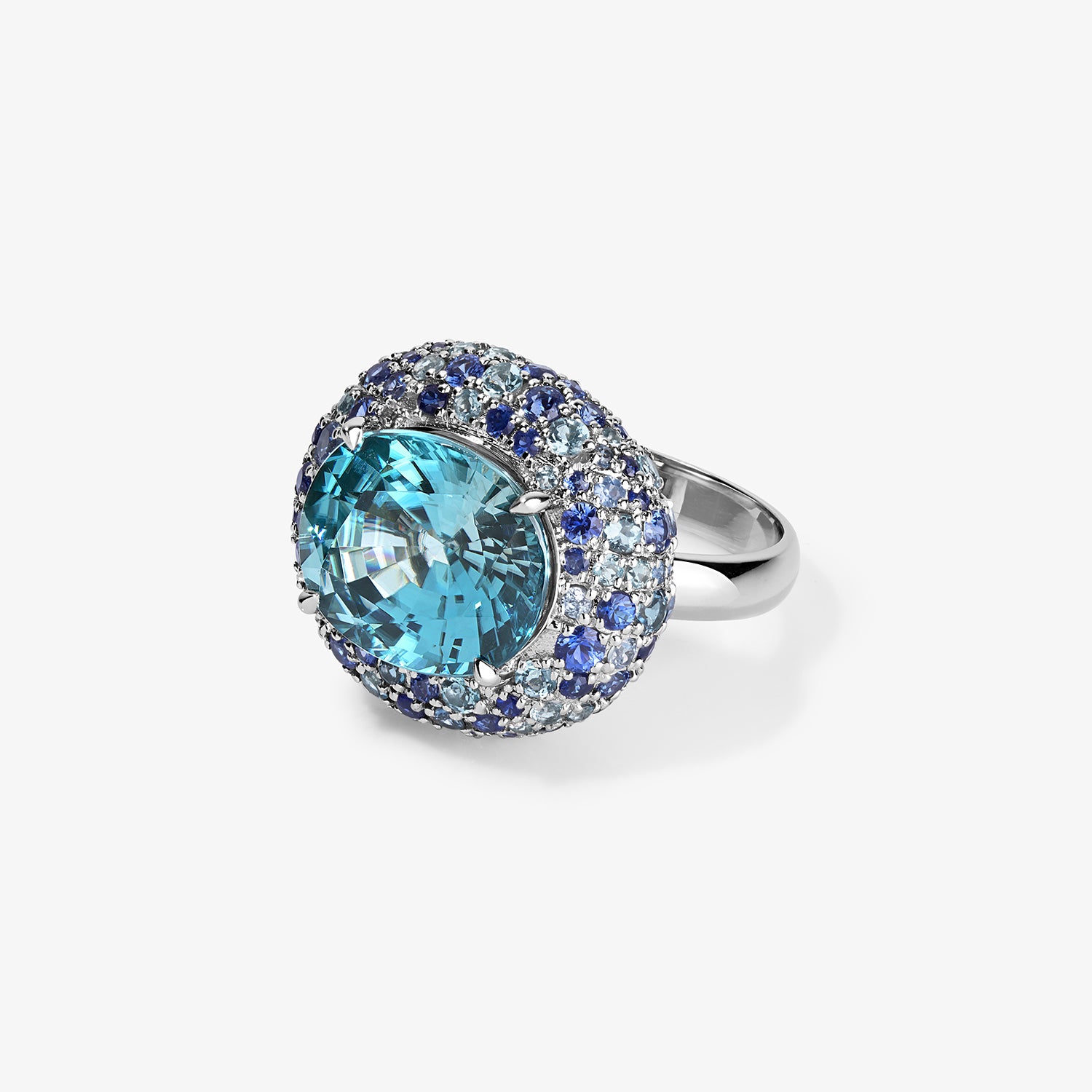 Candy Button Blue Zircon Bombe Ring