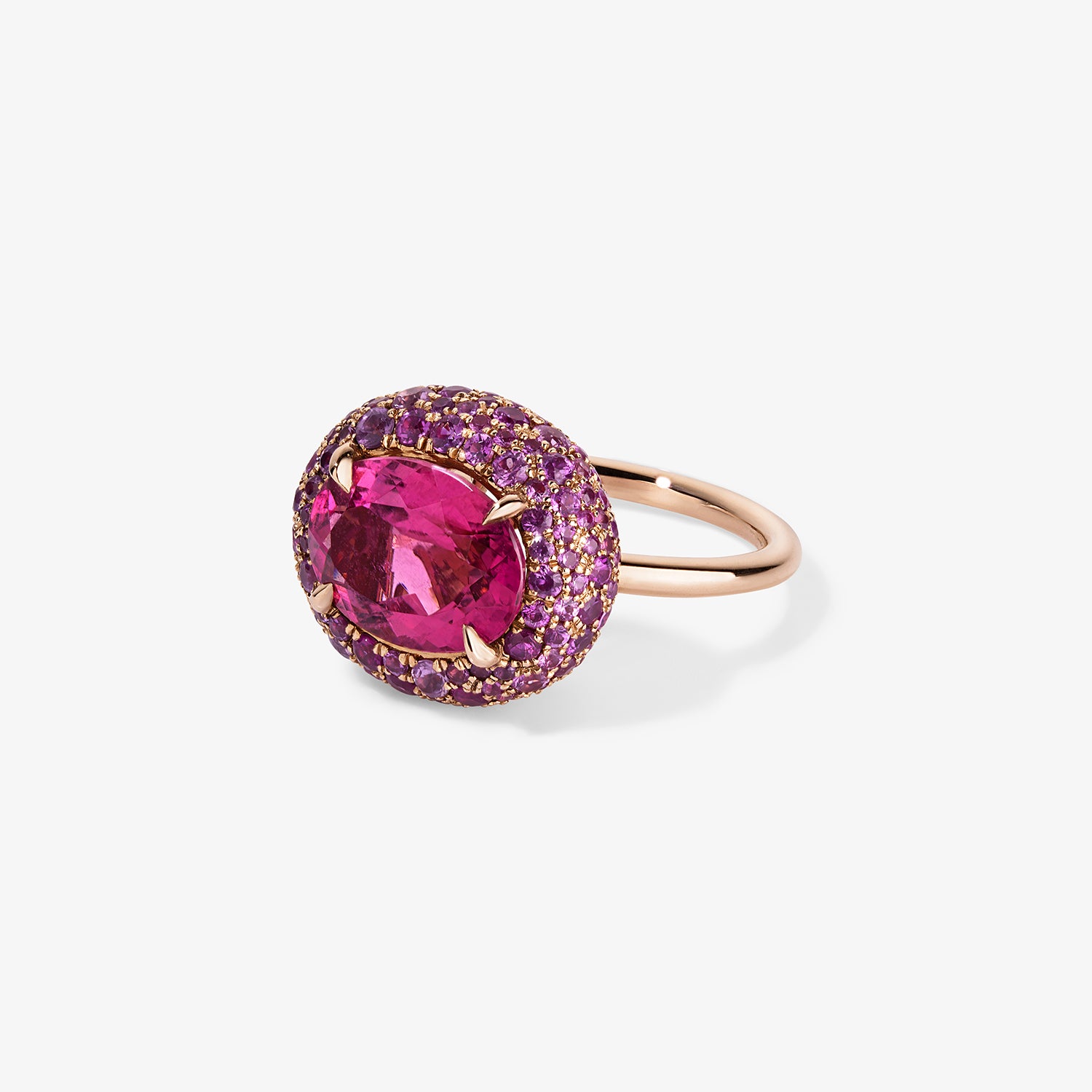 Candy Button Pink Tourmaline Bombe Ring