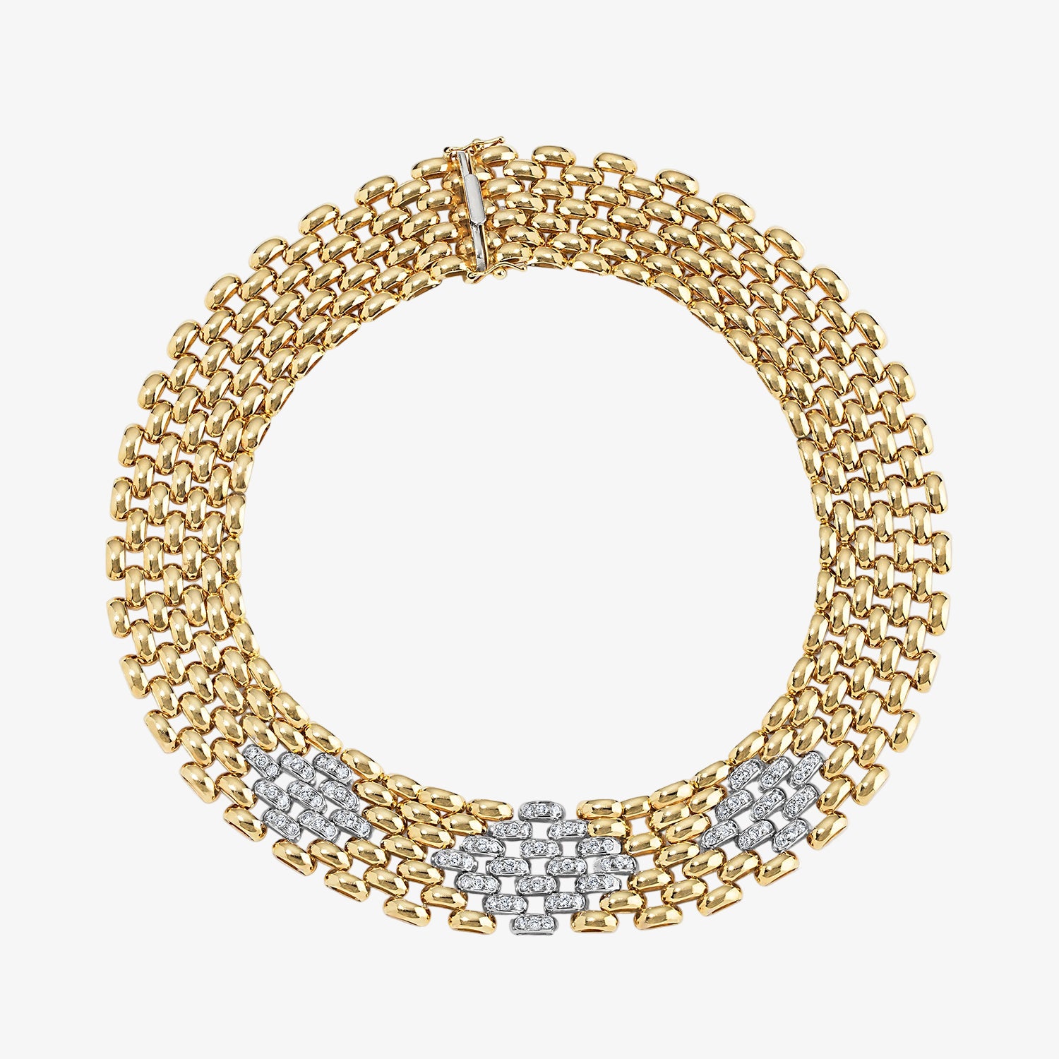 Brick Links with Diamond Center Collar Necklace
