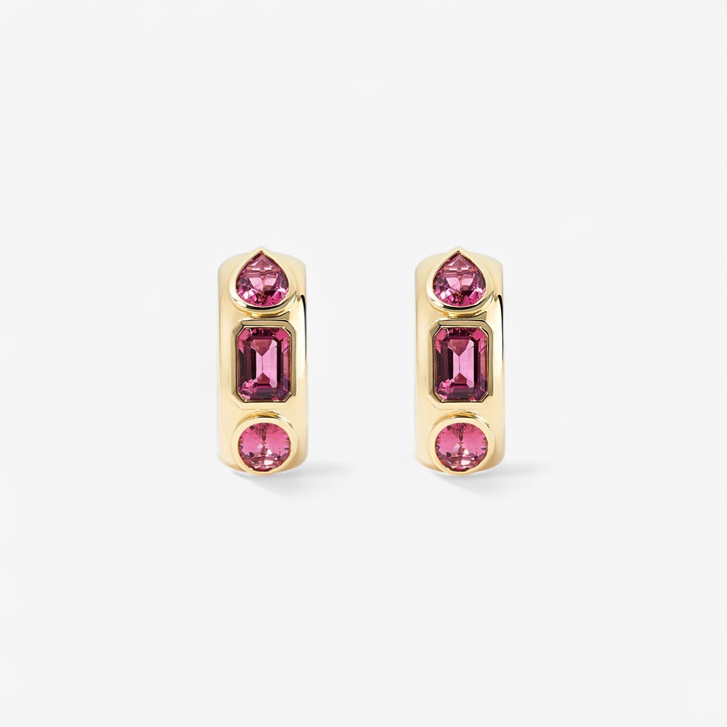 Gemma Pink Tourmaline Multi Shape Huggie