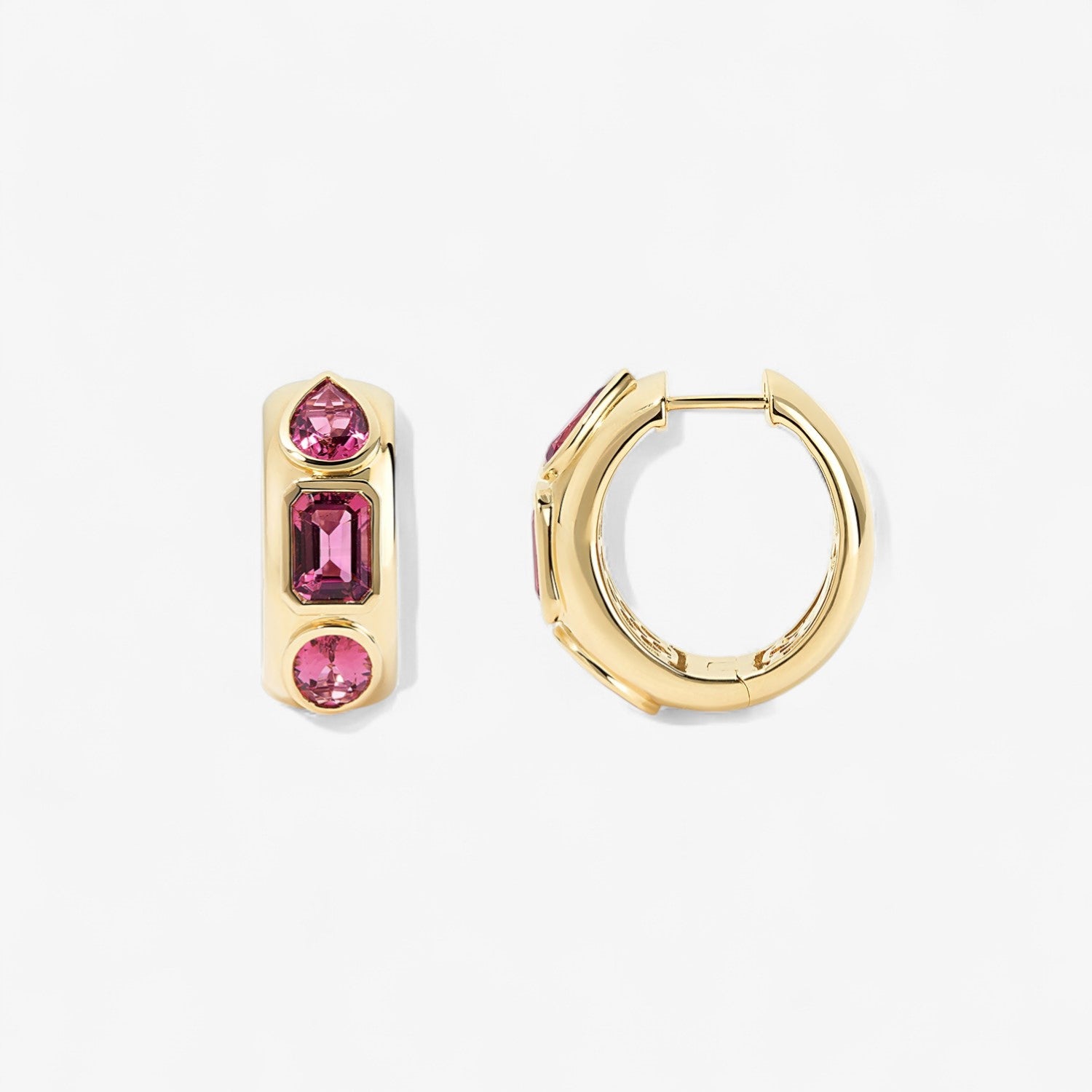 Gemma Pink Tourmaline Multi Shape Huggie