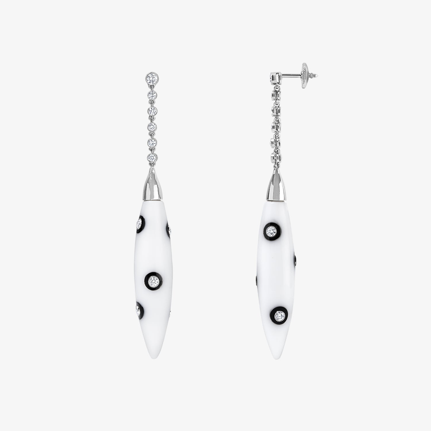 White Coral and Diamond Dangle Earrings