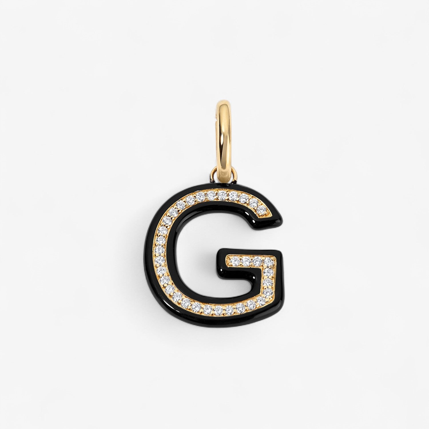 Poppy Enamel Pave Initial Charm
