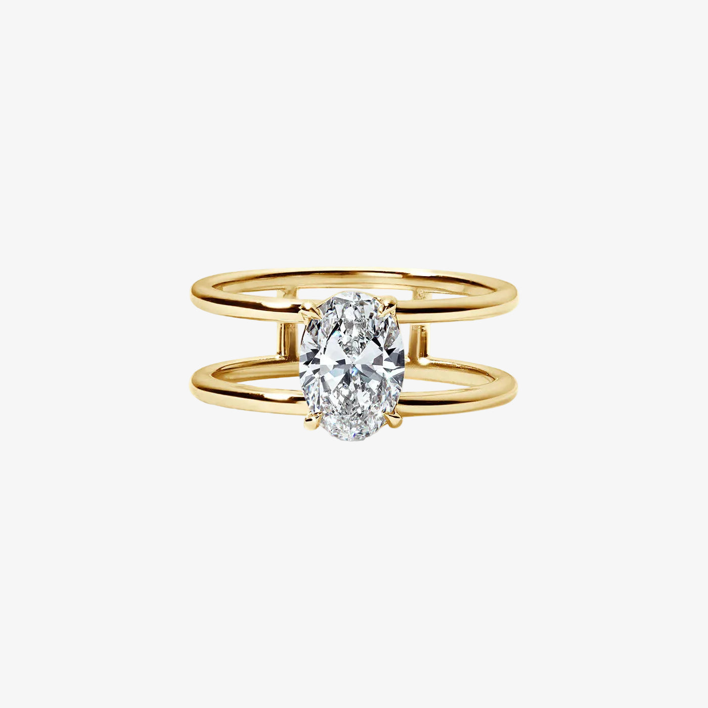 Signature Oval Gold Double Band Engagement Ring