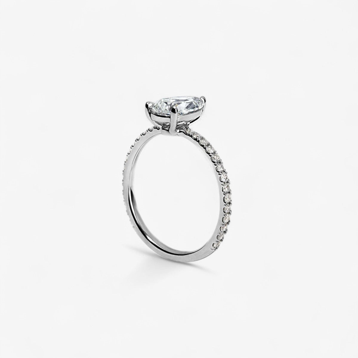 1.20CT Pear Pave Solitaire Engagement Ring