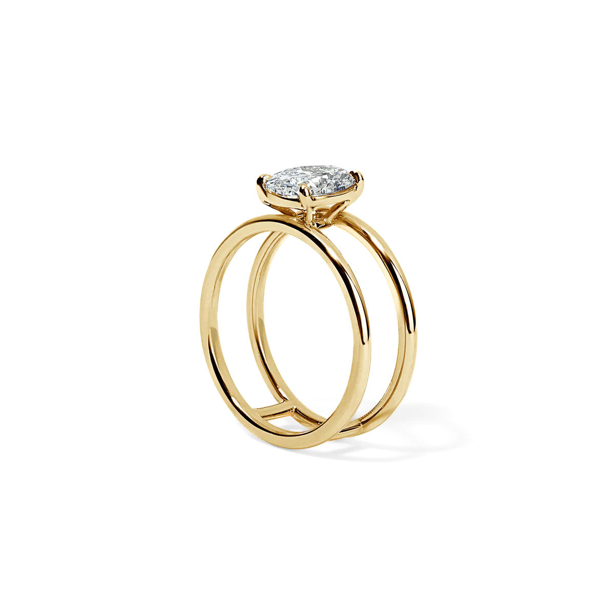 1.20CT Oval Gold Double Band Engagement Ring