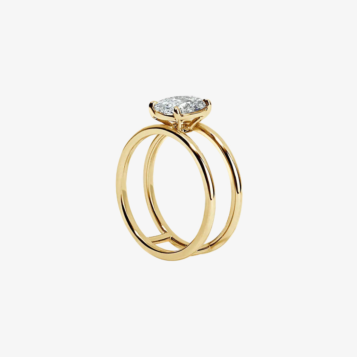 Signature Oval Gold Double Band Engagement Ring