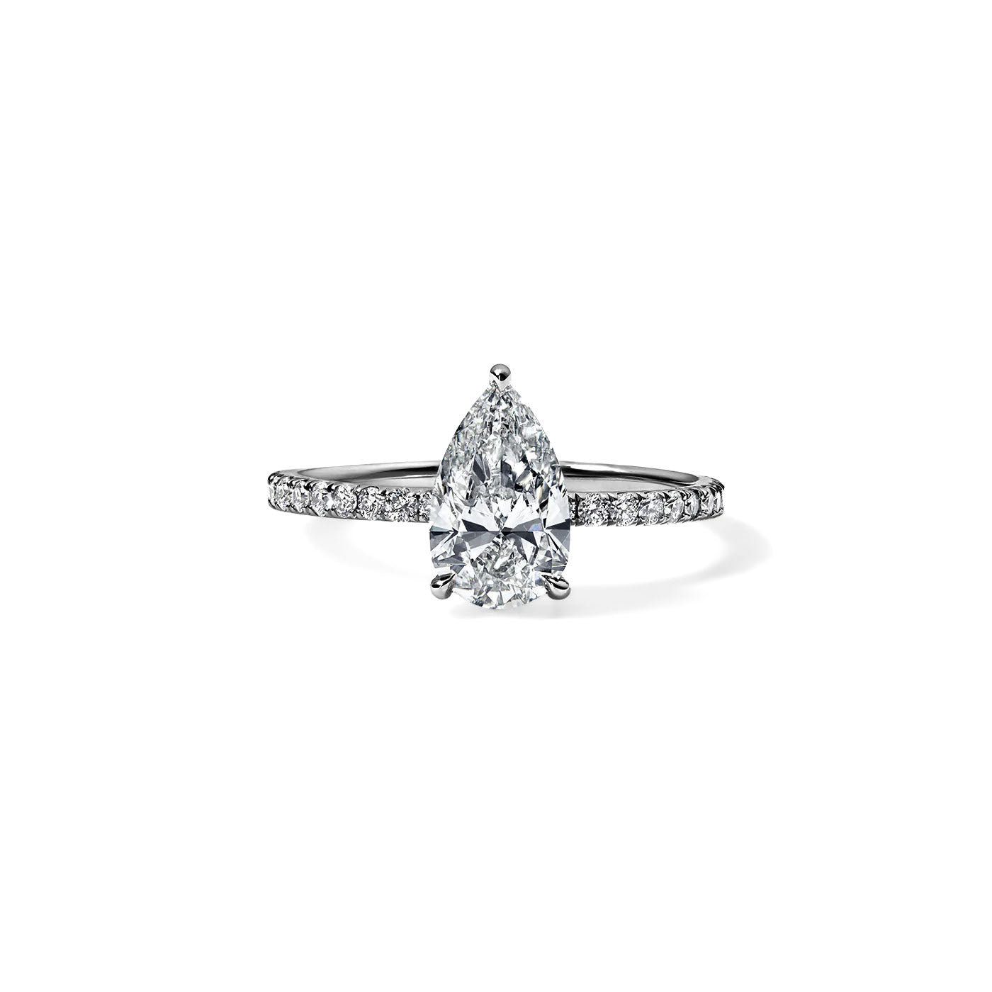 1.20CT Pear Pave Solitaire Engagement Ring