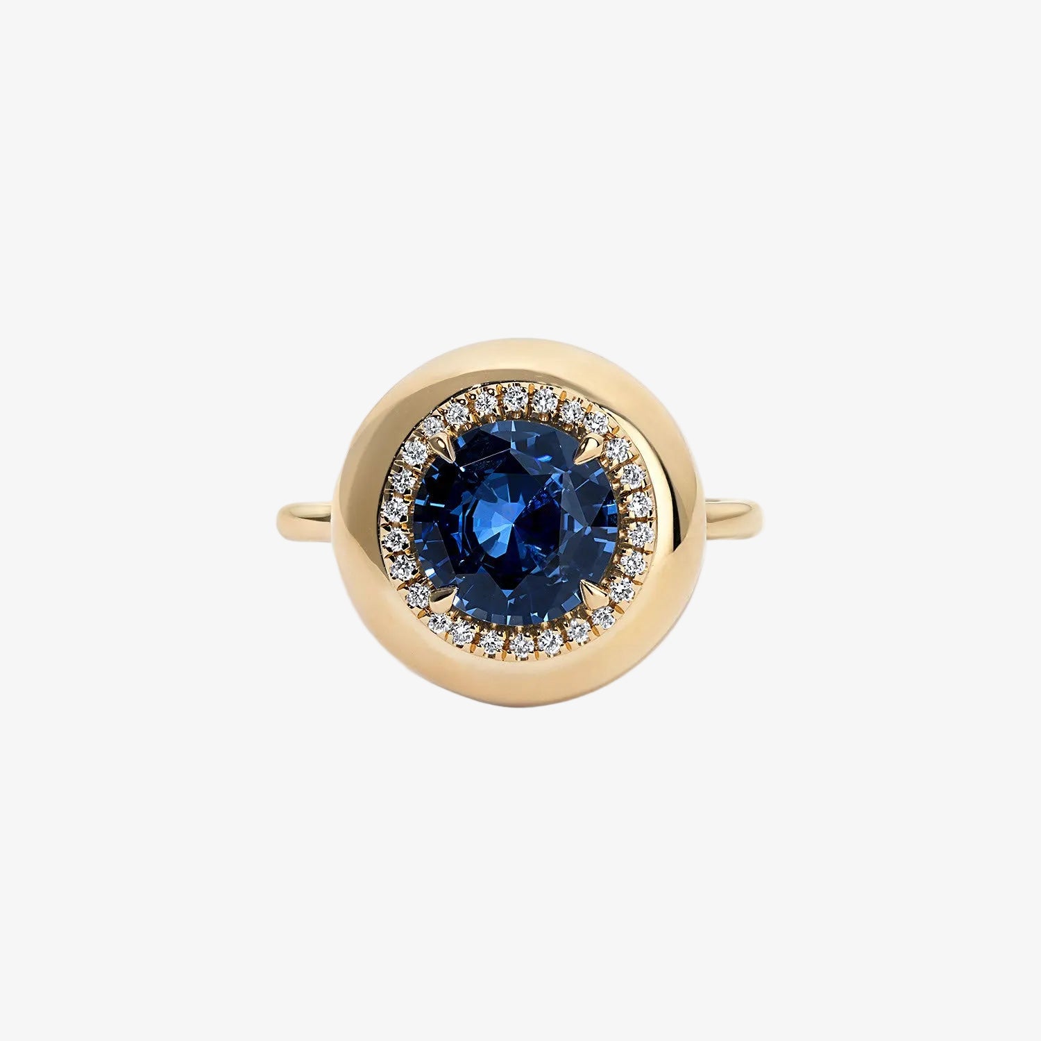 2.13ct Round Blue Sapphire Button Engagement Ring