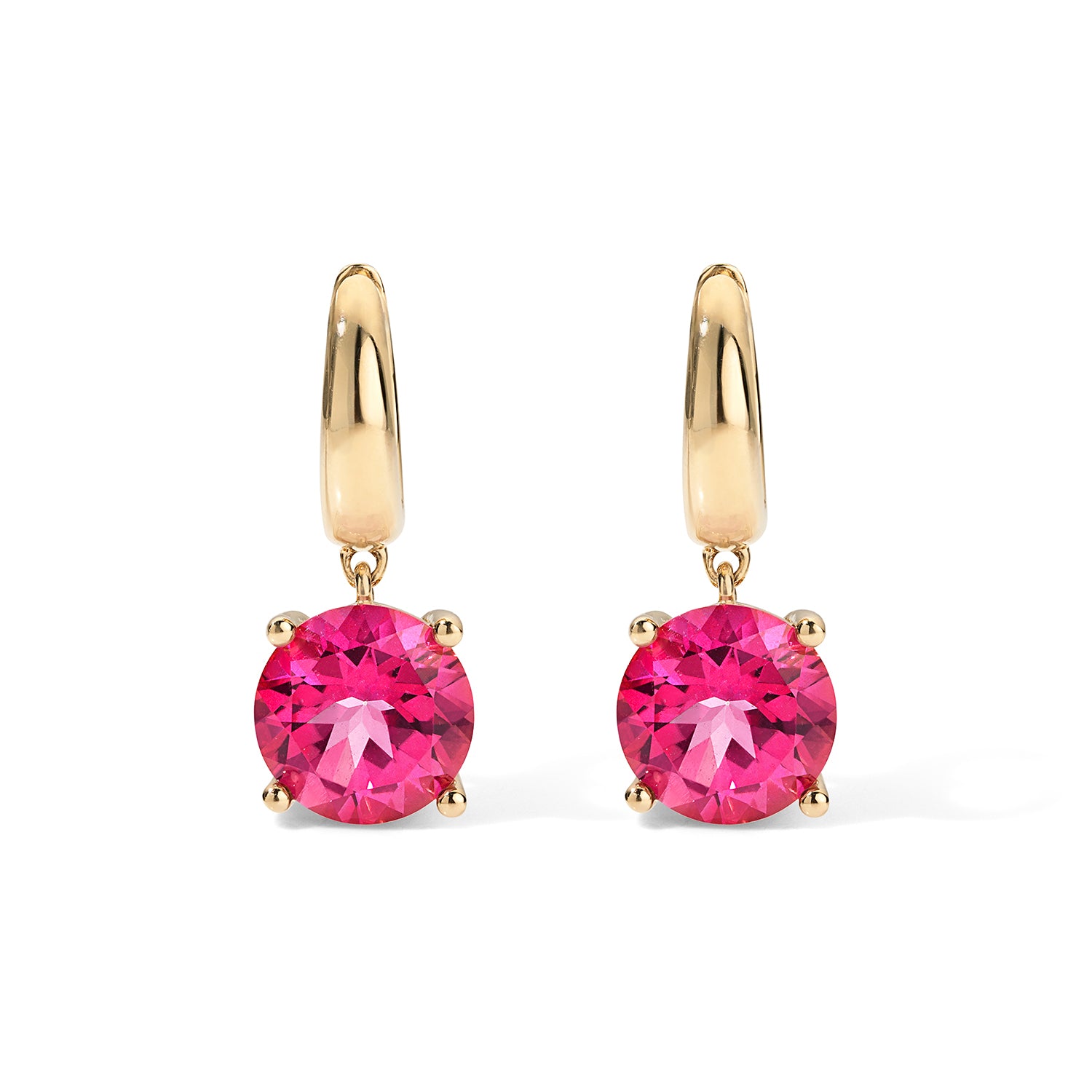 Pink Topaz Drop Huggies