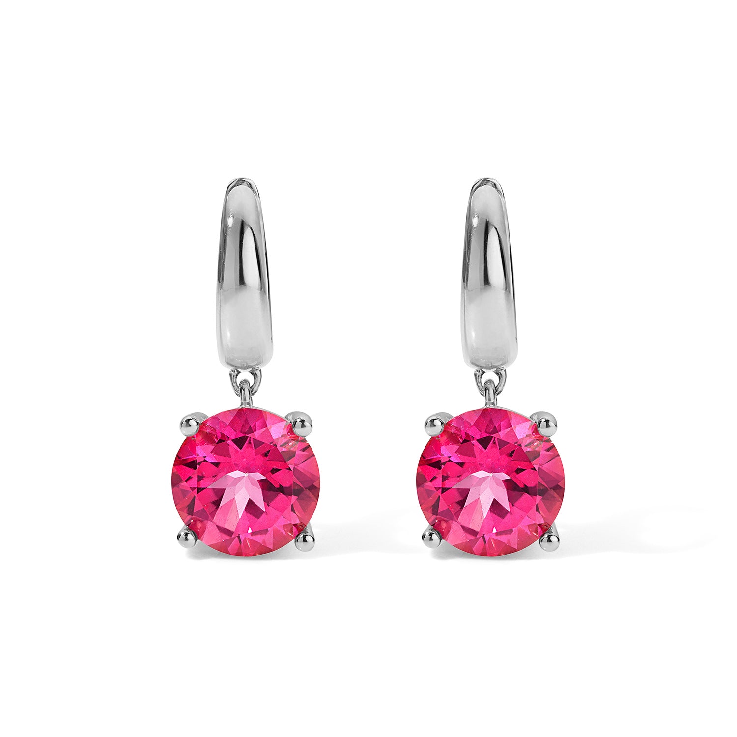 Pink Topaz Drop Huggies