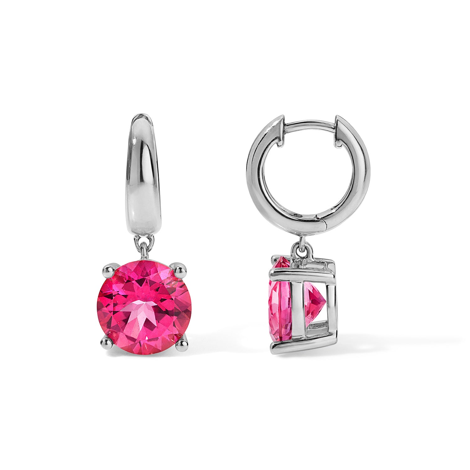 Pink Topaz Drop Huggies