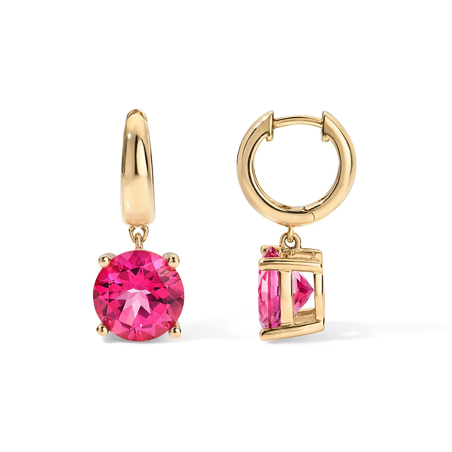 Pink Topaz Drop Huggies