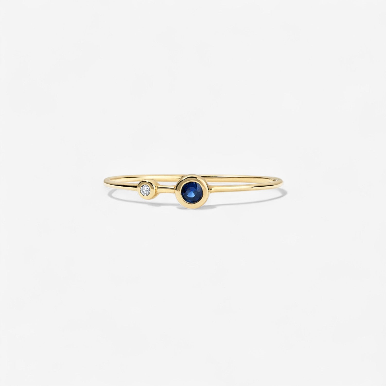 Diamond and Gemstone Two Bezel Ring