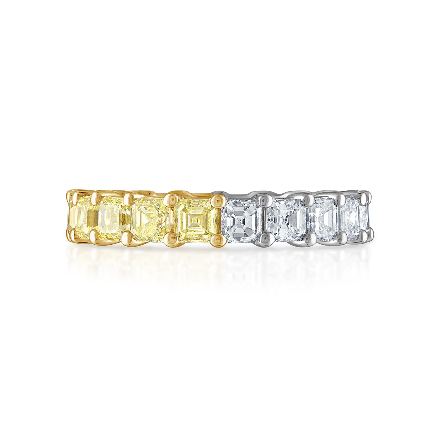 Two Tone Asscher Cut Eternity Band