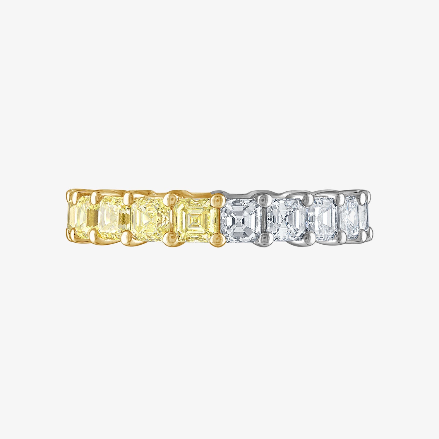 Two Tone Asscher Cut Eternity Band