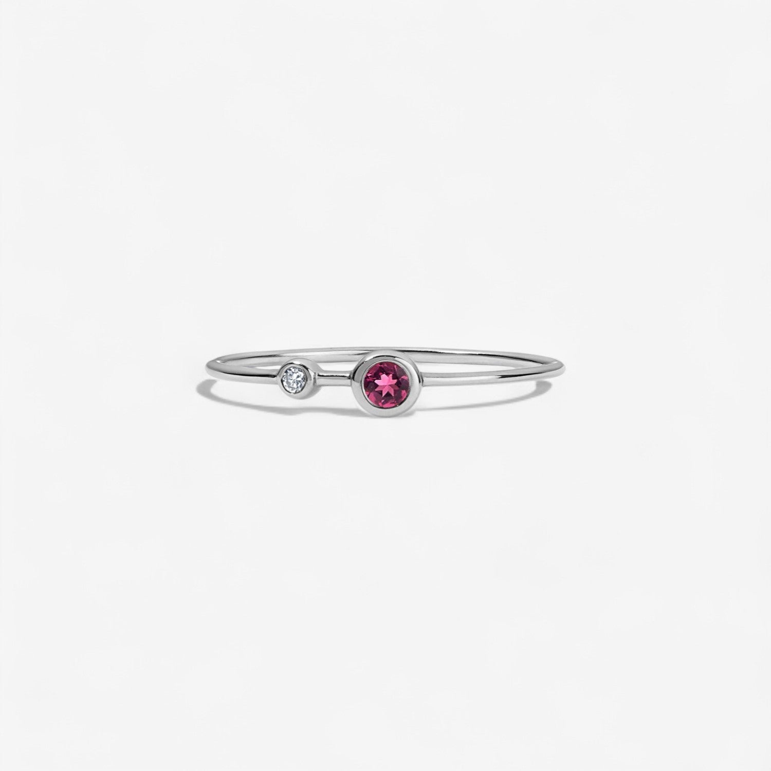 Diamond and Gemstone Two Bezel Ring