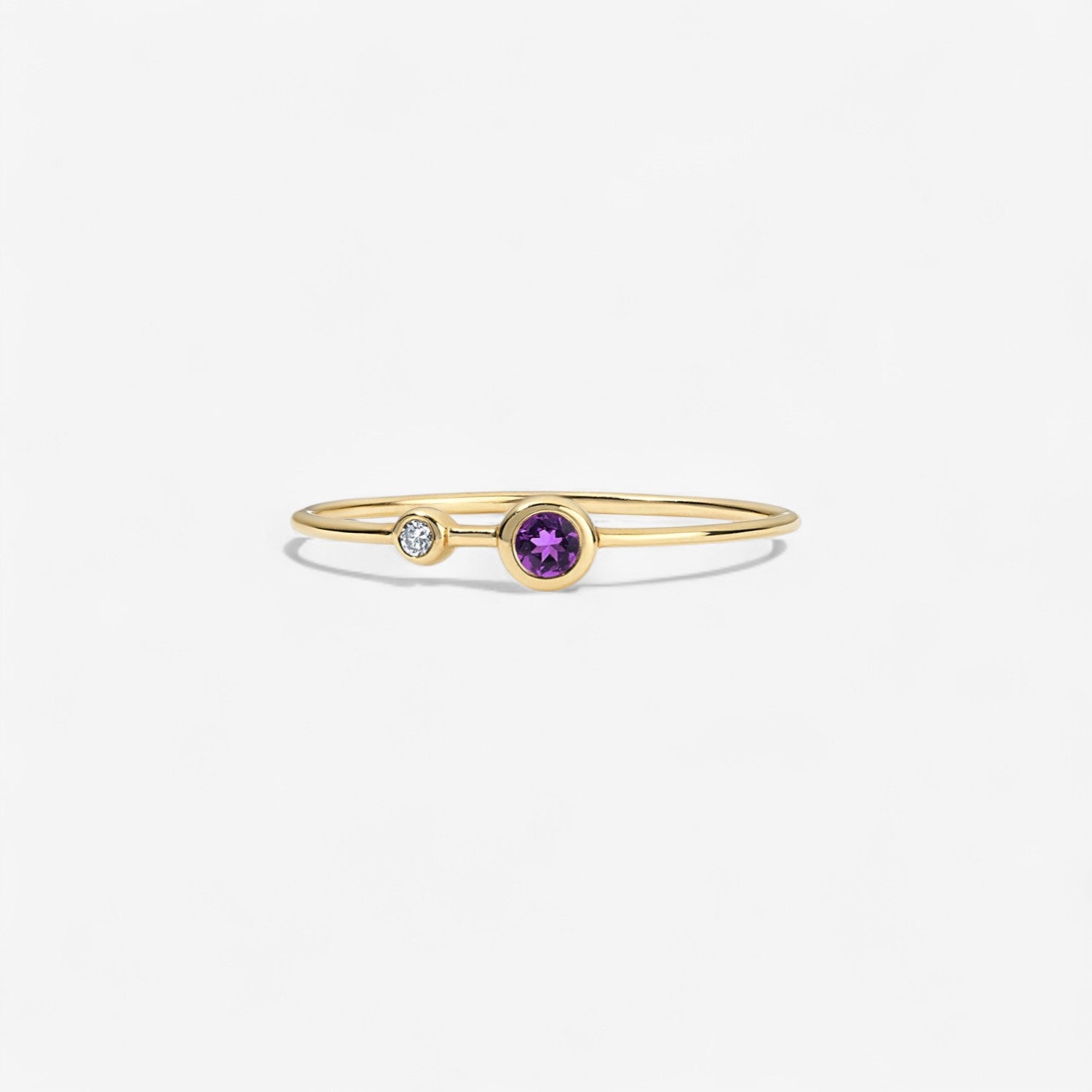 Margot Diamond and Gemstone Two Stone Ring 14K Yellow Gold Amethyst