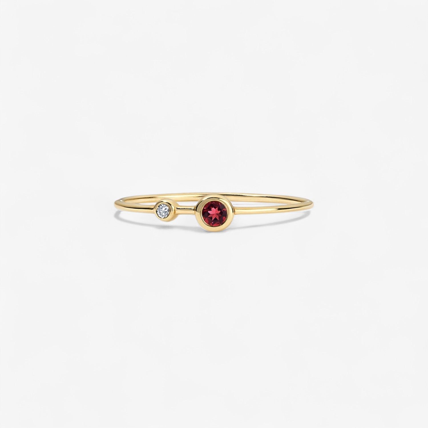 Diamond and Gemstone Two Bezel Ring