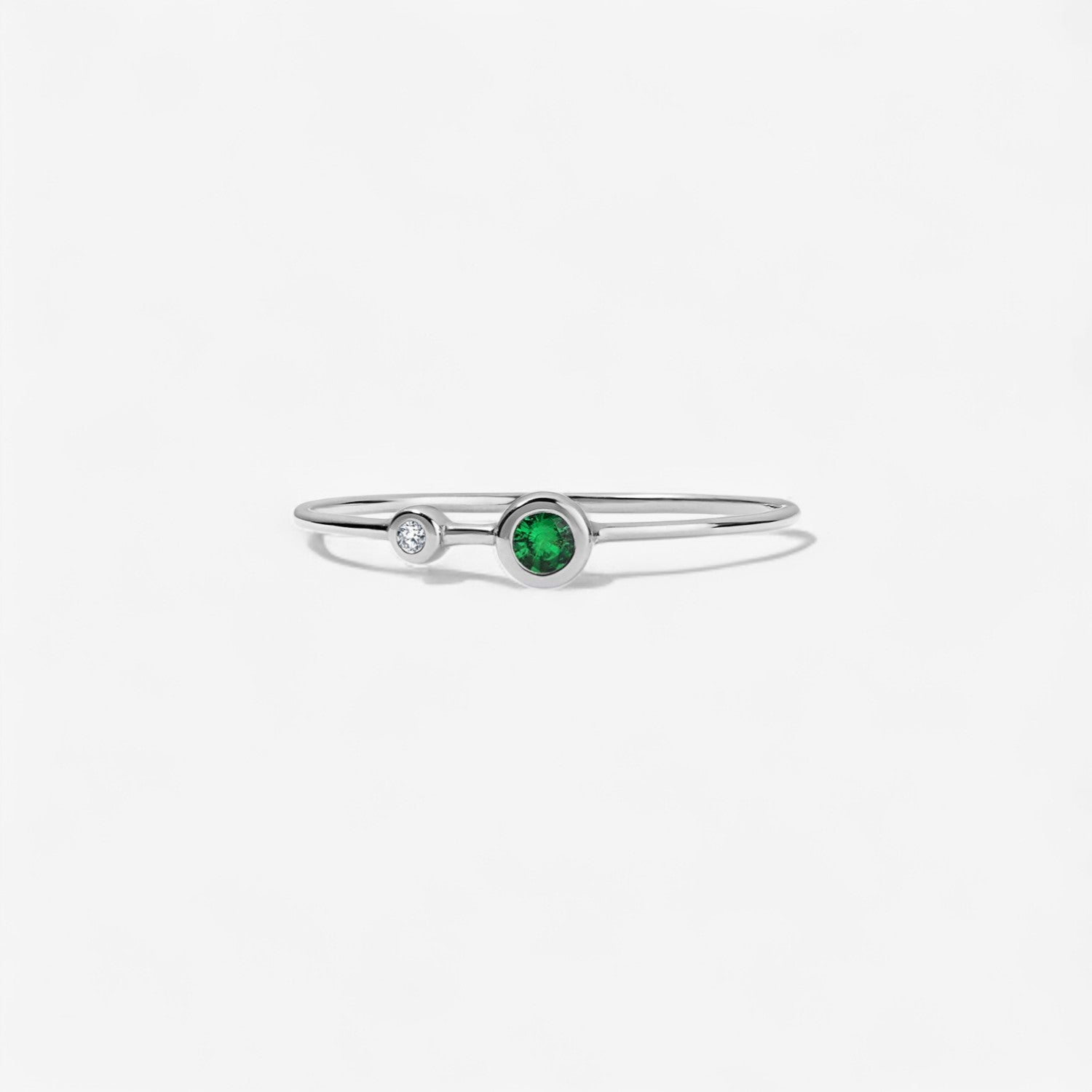 Diamond and Gemstone Two Bezel Ring