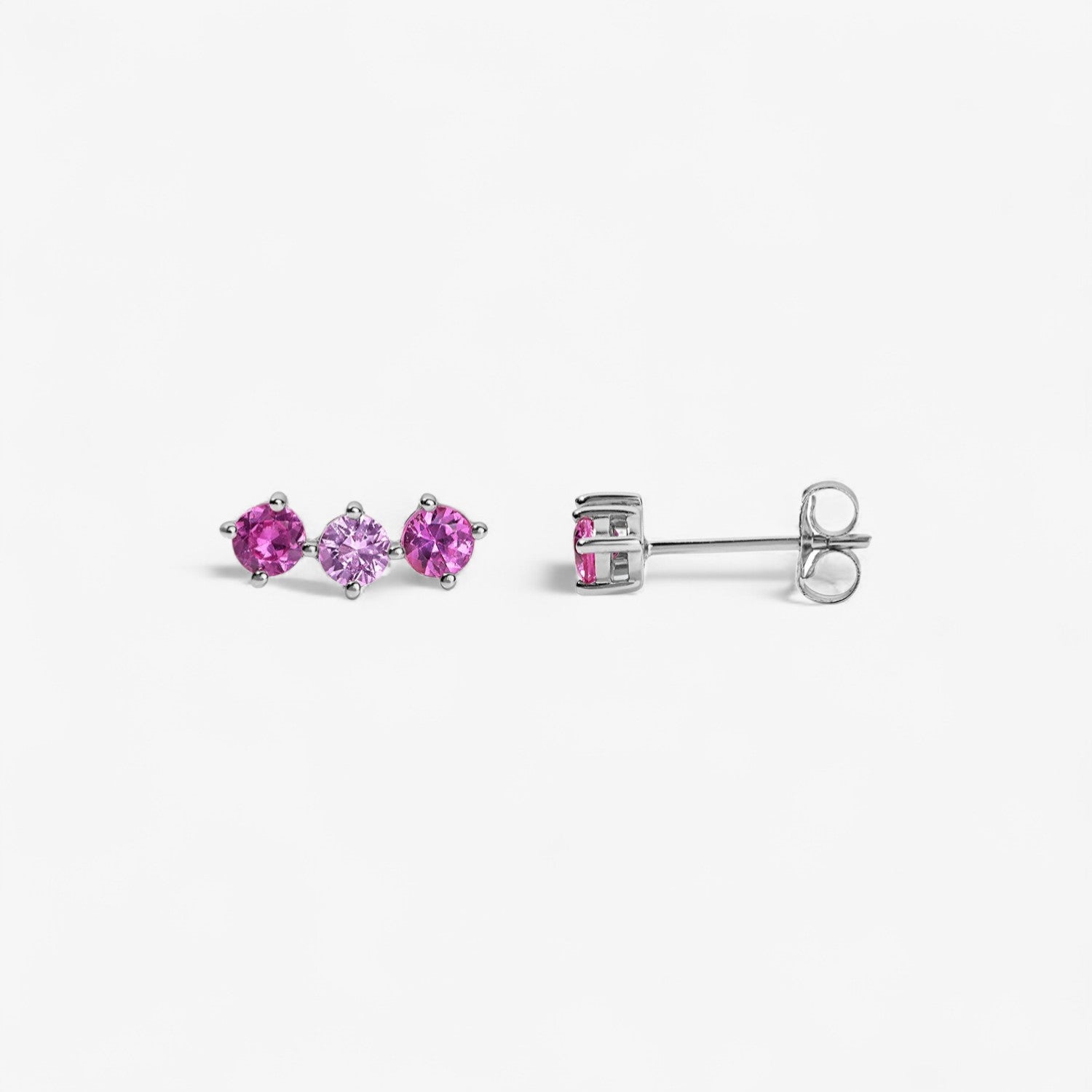 Grace Pink Sapphire Trio Studs