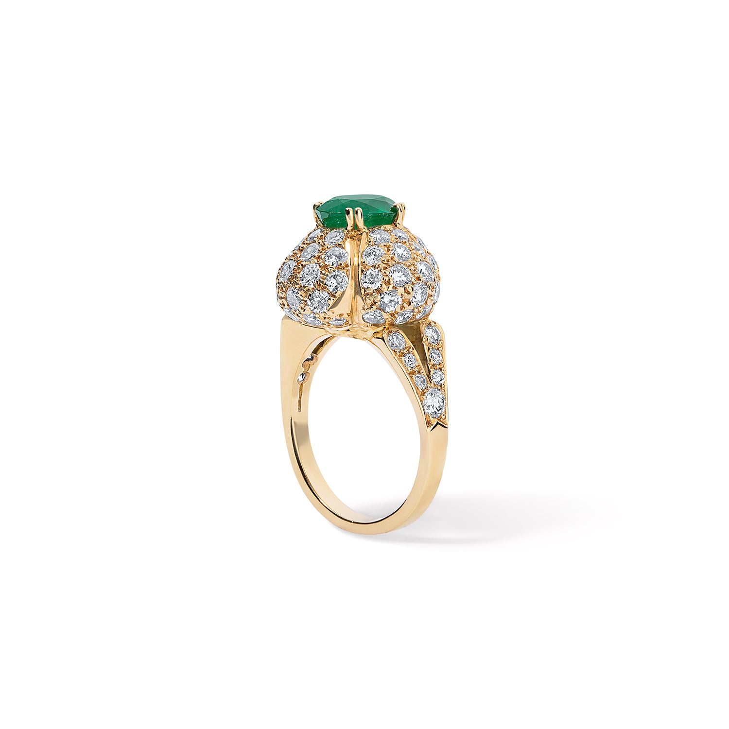 Vintage Green Emerald and Diamond Cocktail Ring