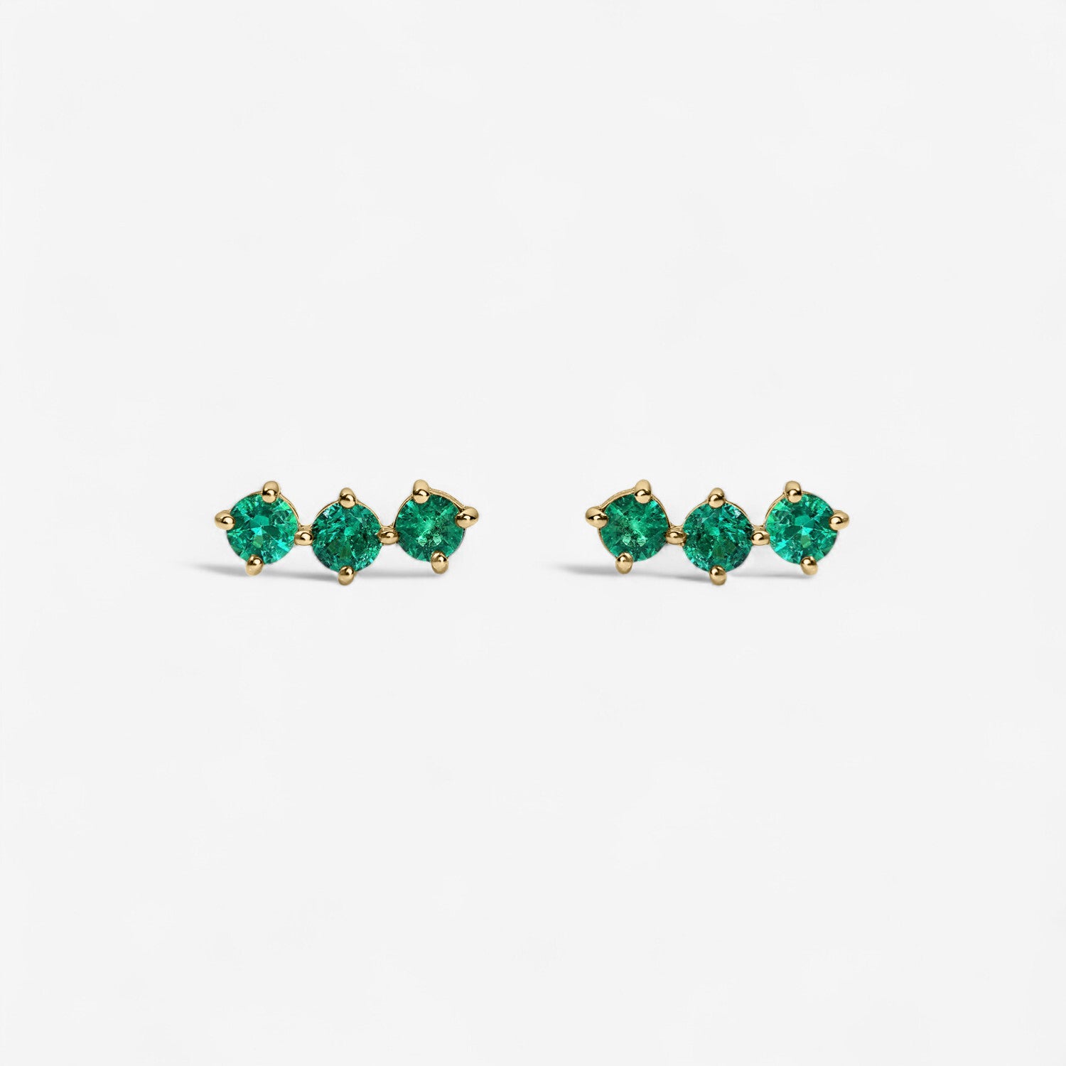 Celeste Emerald Trio Studs