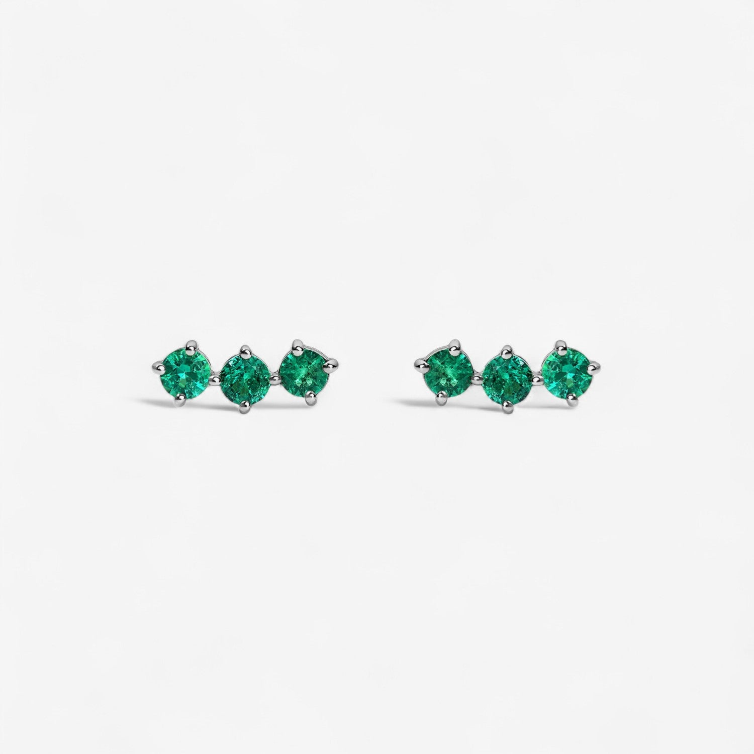 Celeste Emerald Trio Studs
