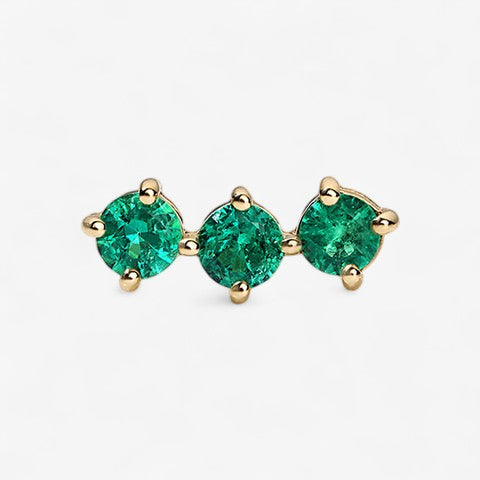 Celeste Emerald Trio Studs 14K Yellow Gold Single